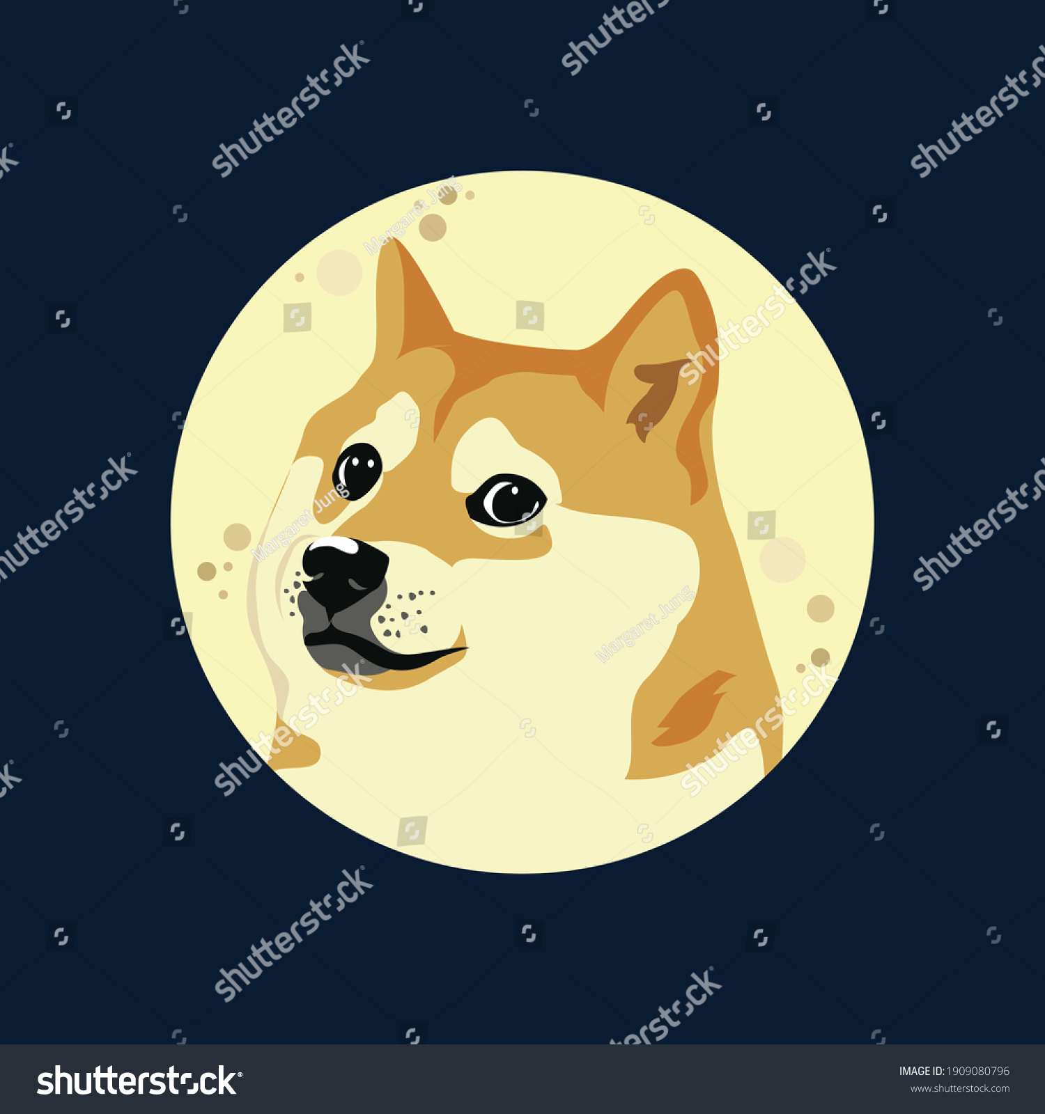 SVG of Dogecoin Doge Against Full Moon svg