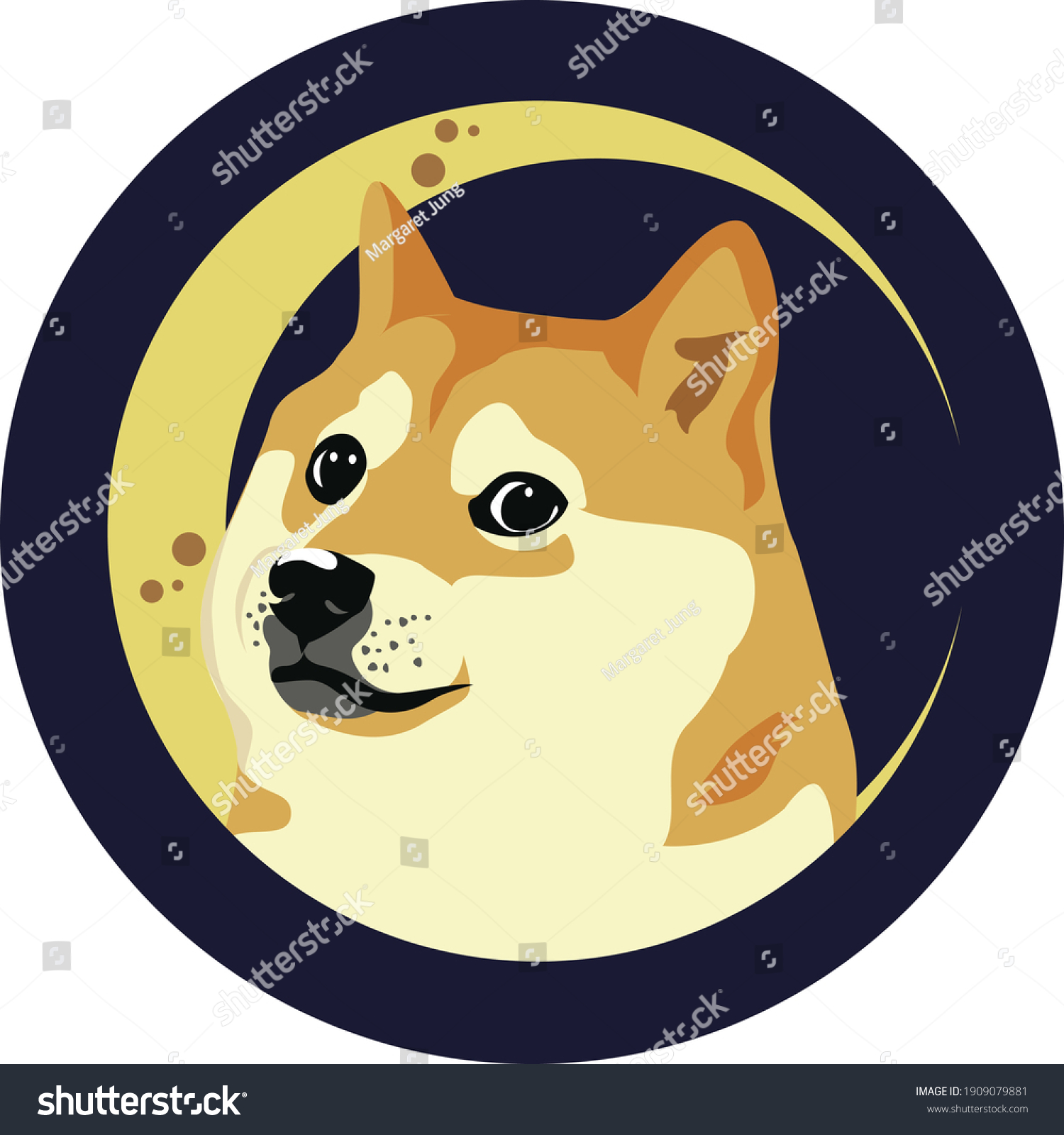 SVG of Dogecoin Doge Against Moon - Circle svg