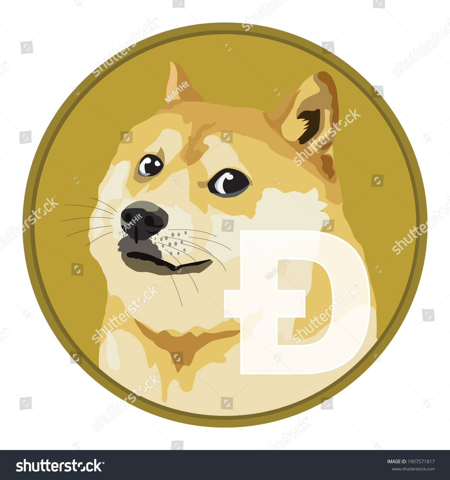 SVG of Dogecoin DOGE cryptocurrency isolated on white background, Face of the Shiba Inu dog on coin, Symbol digital currency, Vector illustration svg