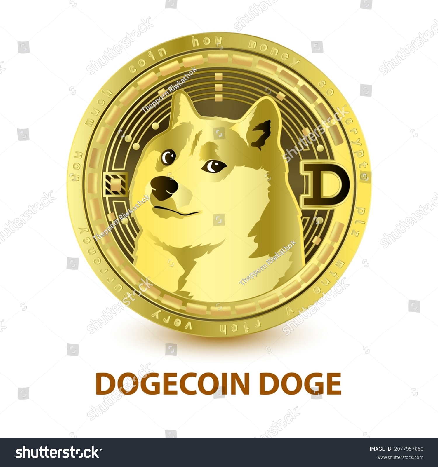 SVG of Dogecoin DOGE 3D Vector illustration Silver golden on white background. Coins cryptocurrency blockchain (crypto currency) digital currency, alternative currency. Future currency replacement technology svg