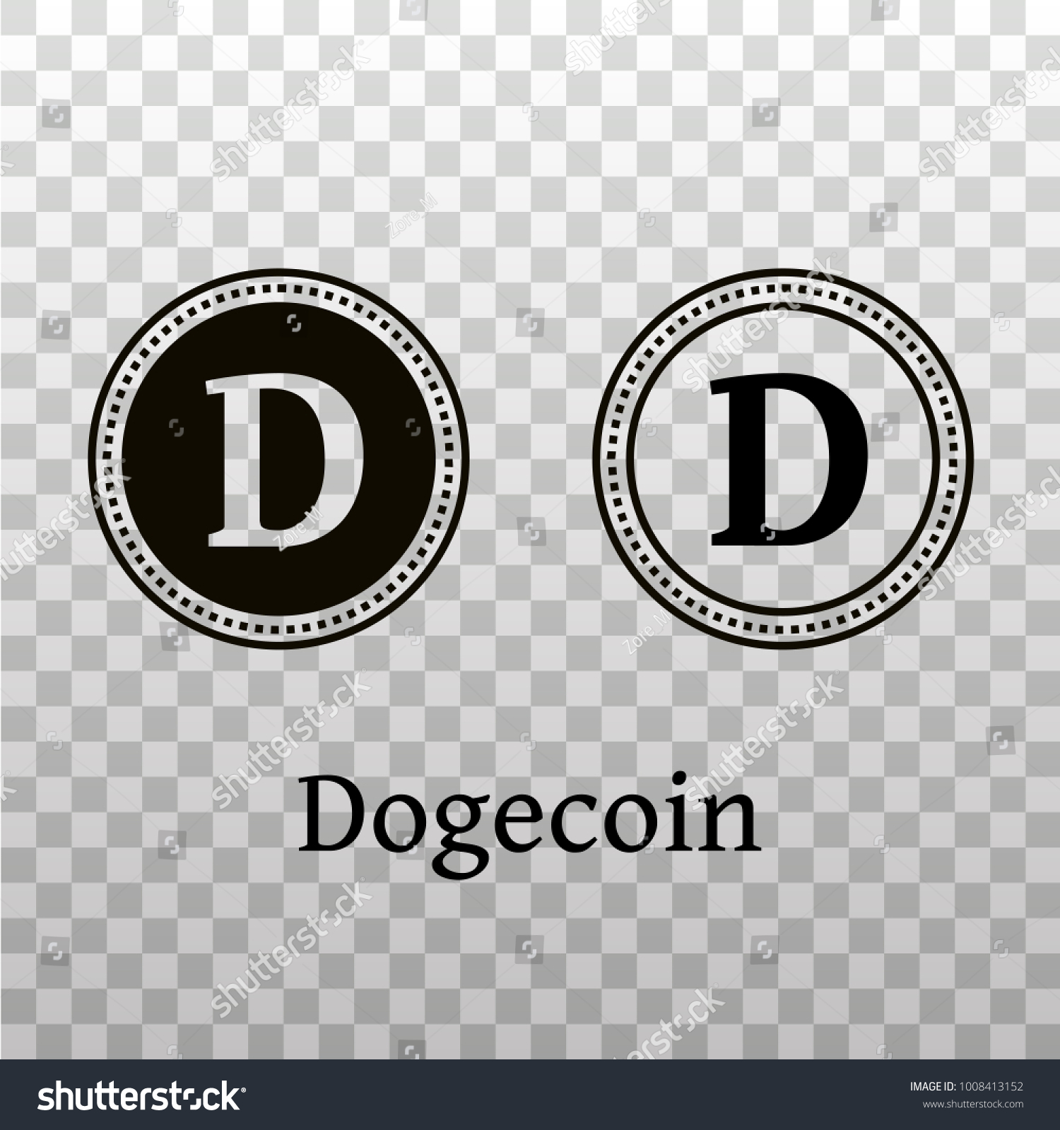 Dogecoin Doge Line Icon Black Silhouette Stock Vector Royalty Free 1008413152