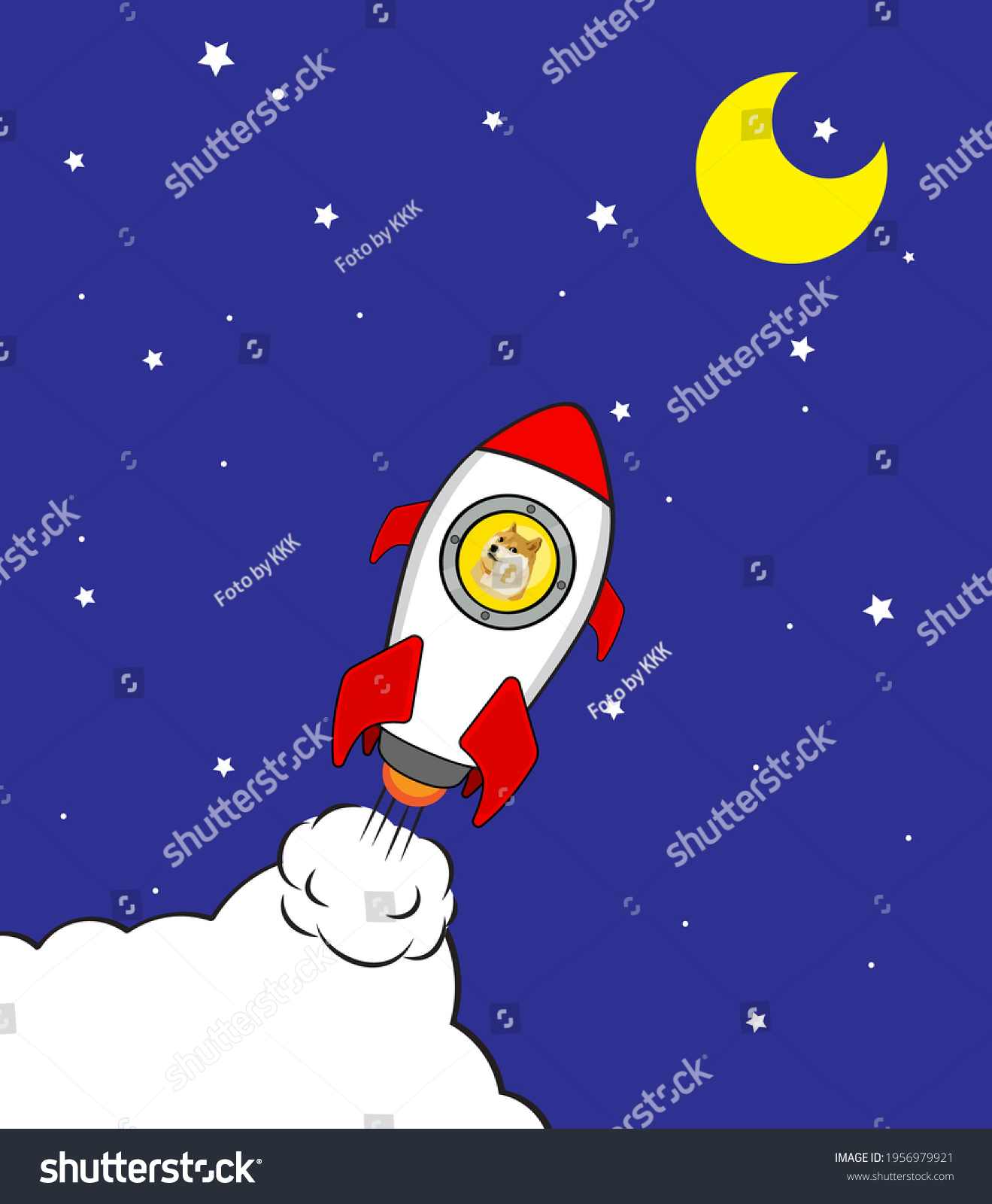 SVG of Dogecoin (DOGE) rocket launcher, cryptocurrency concept. The growth rate of the coin - digital payment system svg