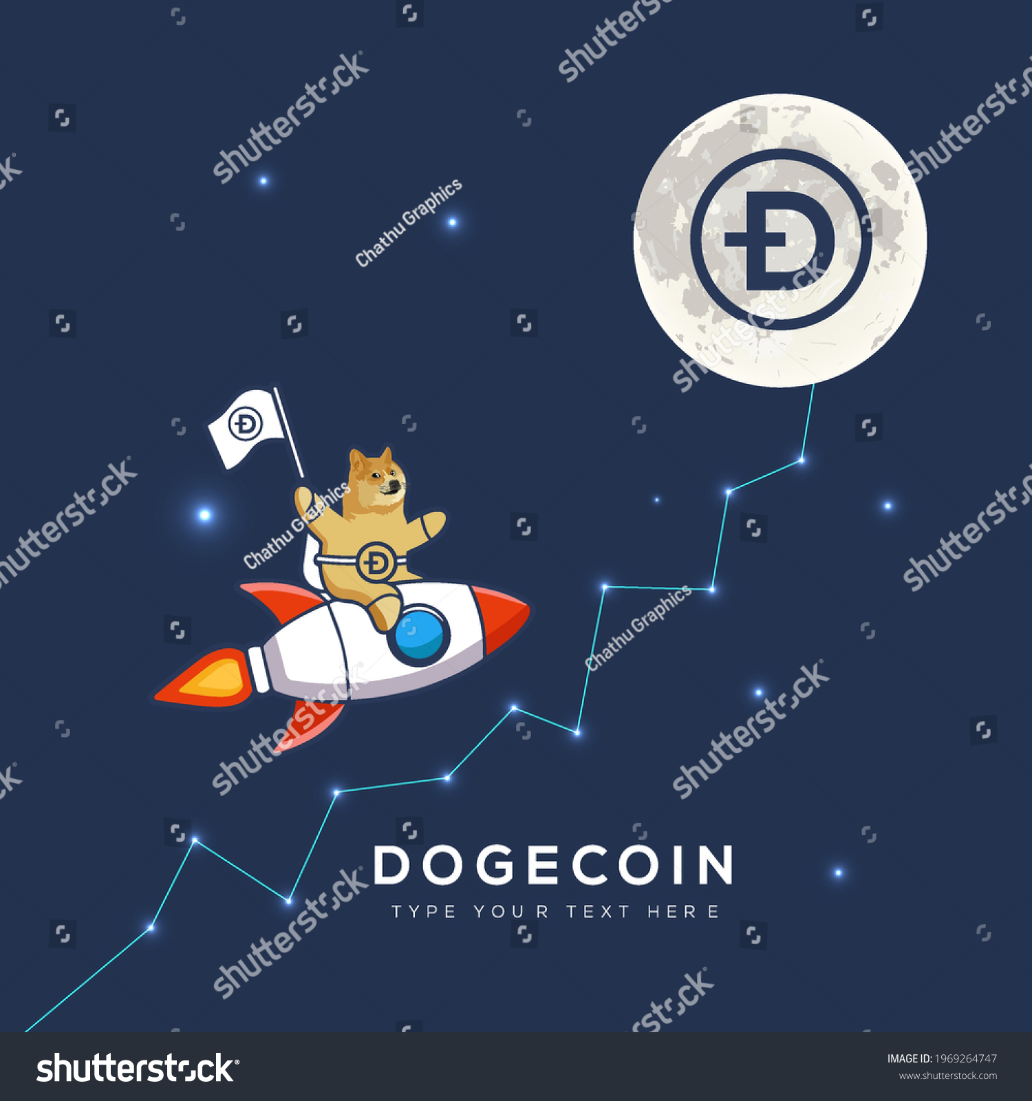 SVG of dogecoin going to the moon, cryptocurrency market, shiba inu meme, original vector illustration svg