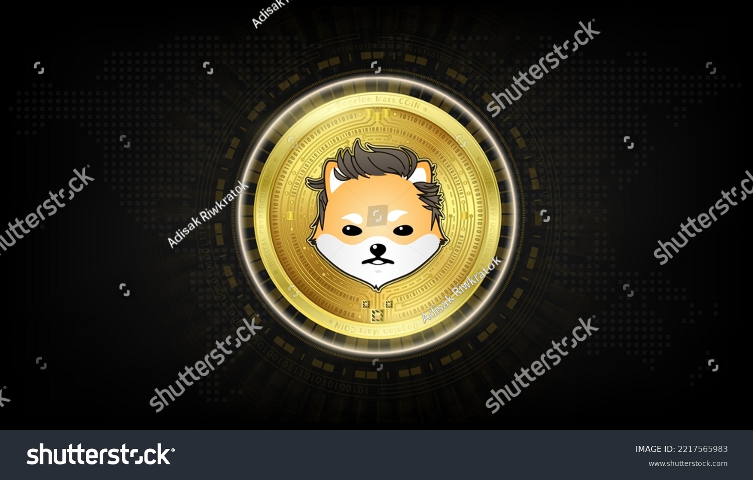 SVG of Dogelon Mars coin golden token cryptocurrency. Future currency on blockchain stock market digital. Crypto currencies on black background vector EPS10. svg