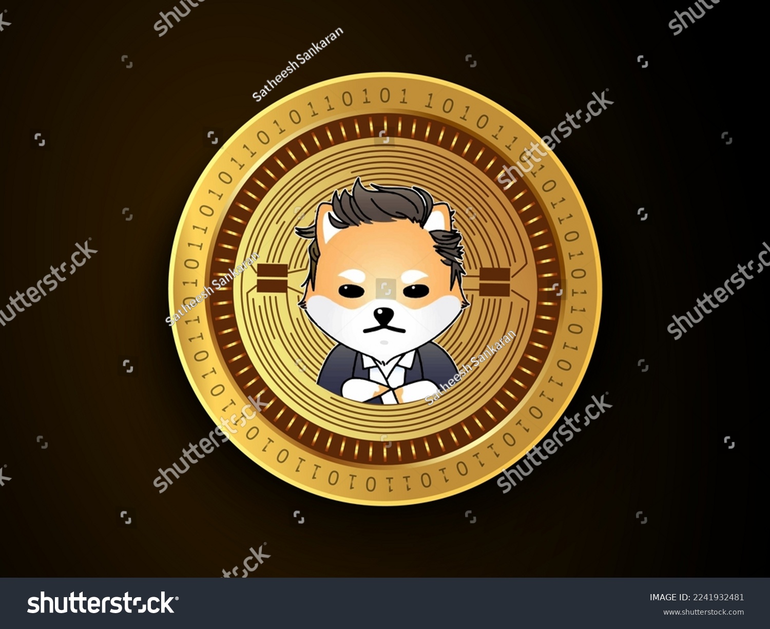 SVG of Dogelon Mars (ELON) crypto currency symbol and logo on gold coin. Virtual money concept token based on blockchain technology.  svg