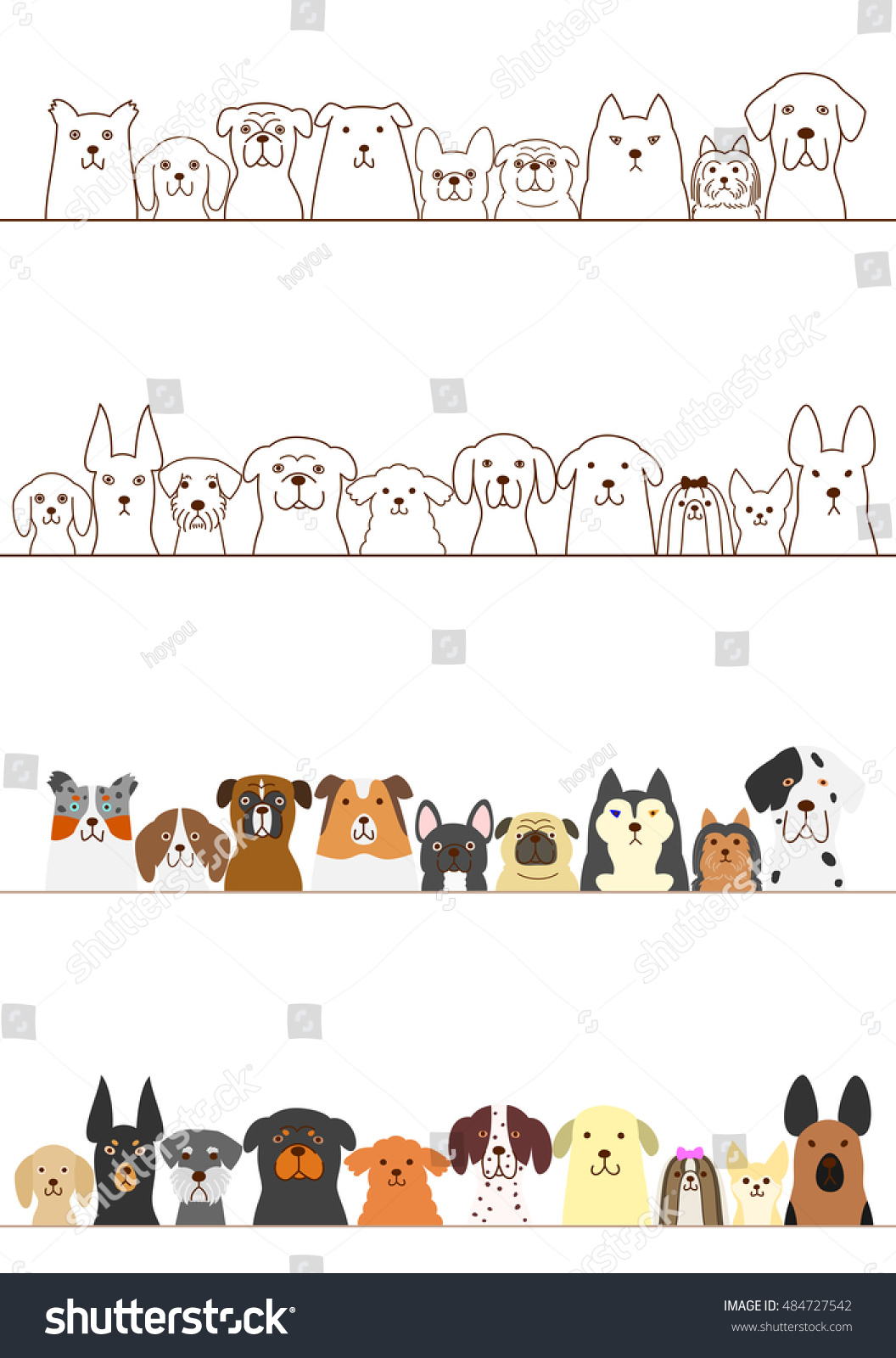 Dogs Border Set Stock Vector (Royalty Free) 484727542