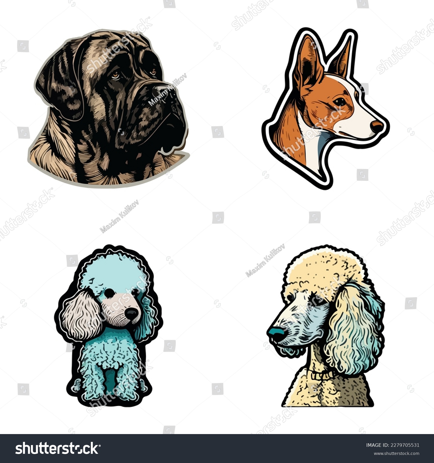 SVG of Dogs Flat Icon Set Isolated On White Background svg