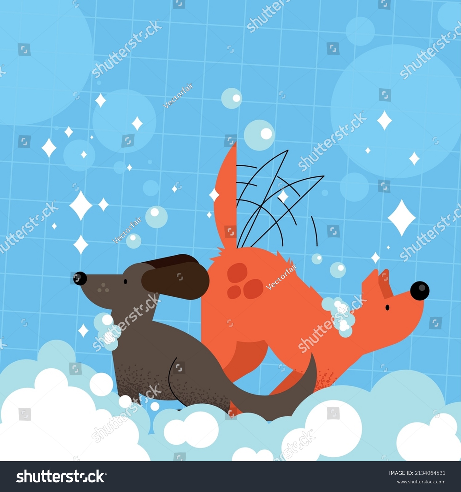 SVG of dogs with soap foam characters svg