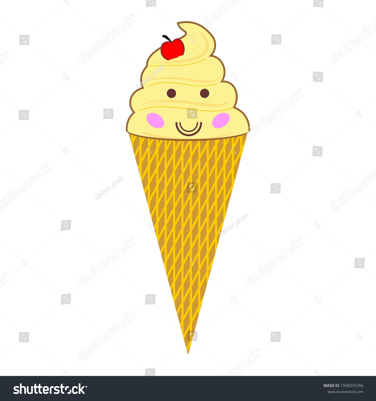 SVG of Dole Whip, Kawaii Food, Cone with Ice Cream in Yellow Color svg