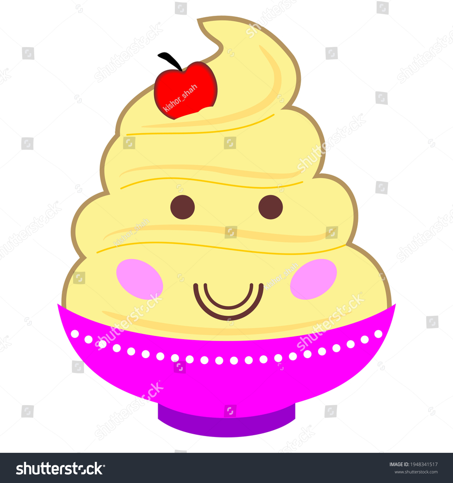 SVG of Dole Whip Pink Cup Yellow Ice Cream, Kawaii Food Frosty svg