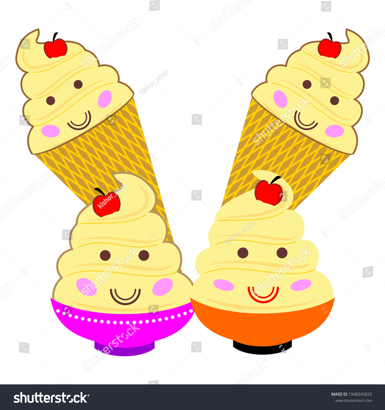 SVG of Dole Whip Two Cone and Two Cup Yellow Ice Cream svg