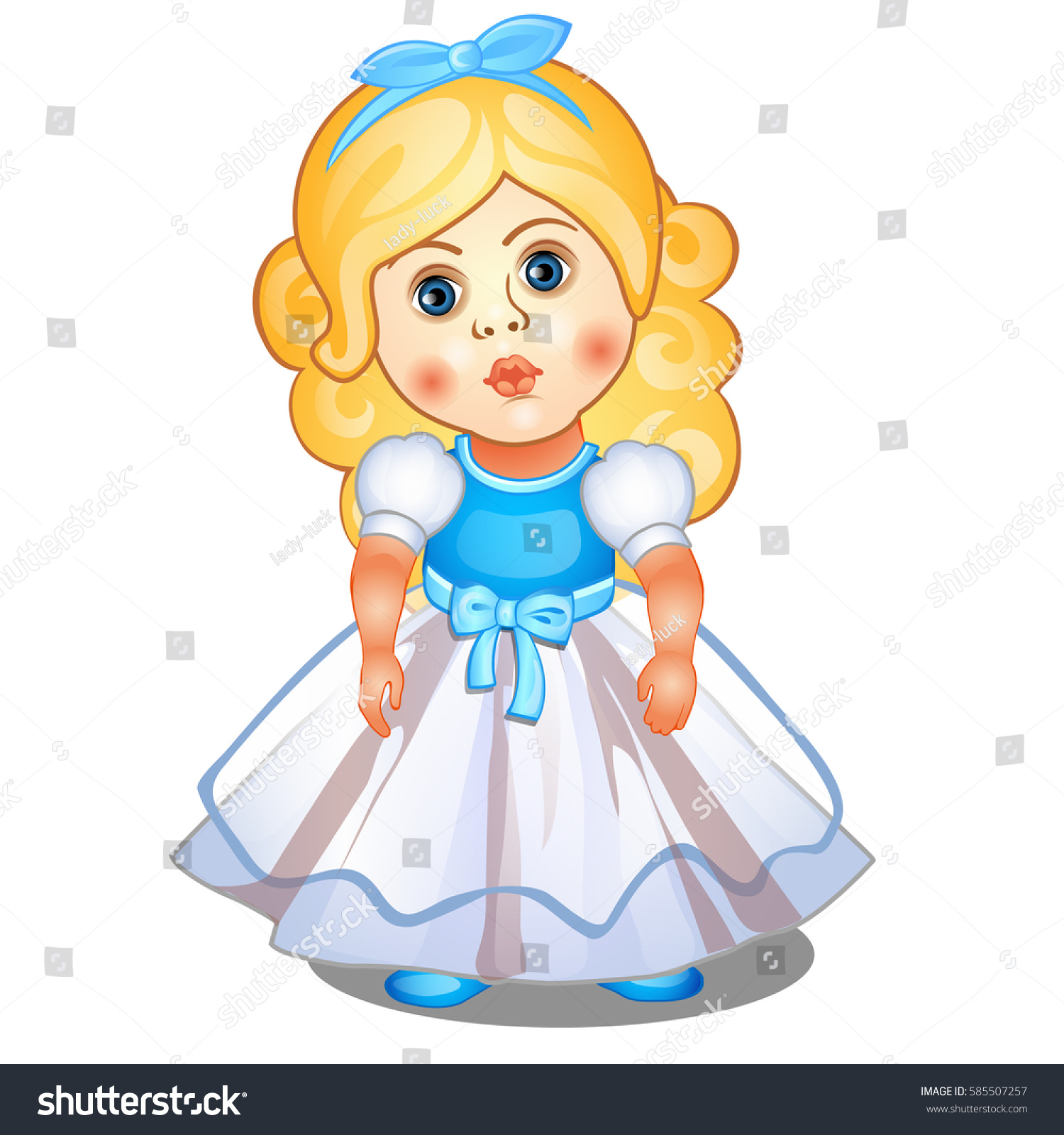 Doll Blonde Hair Isolated On White Stock Vector Royalty Free