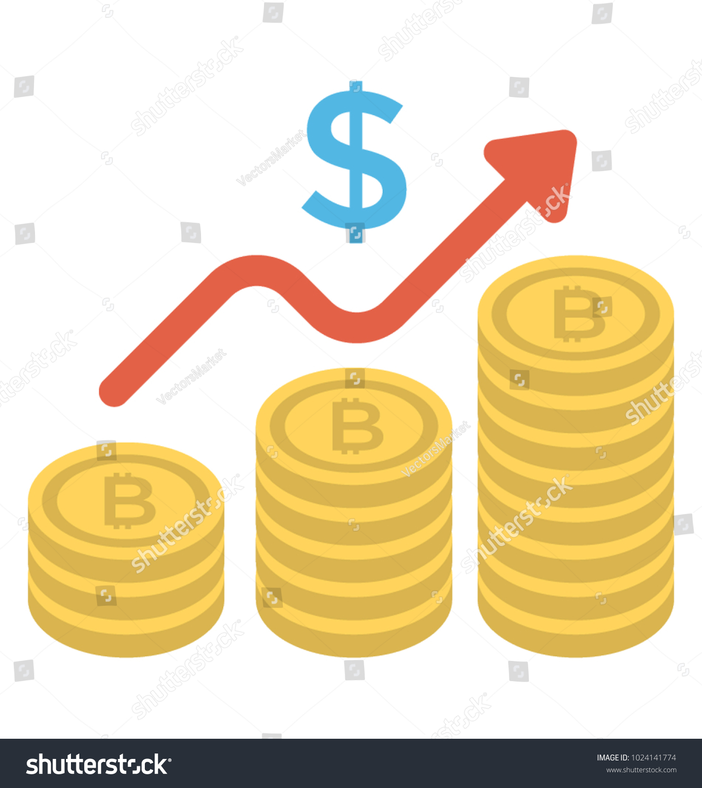 Dollar Chart Analysis Flat Icon Money Stock Vector Royalty Free