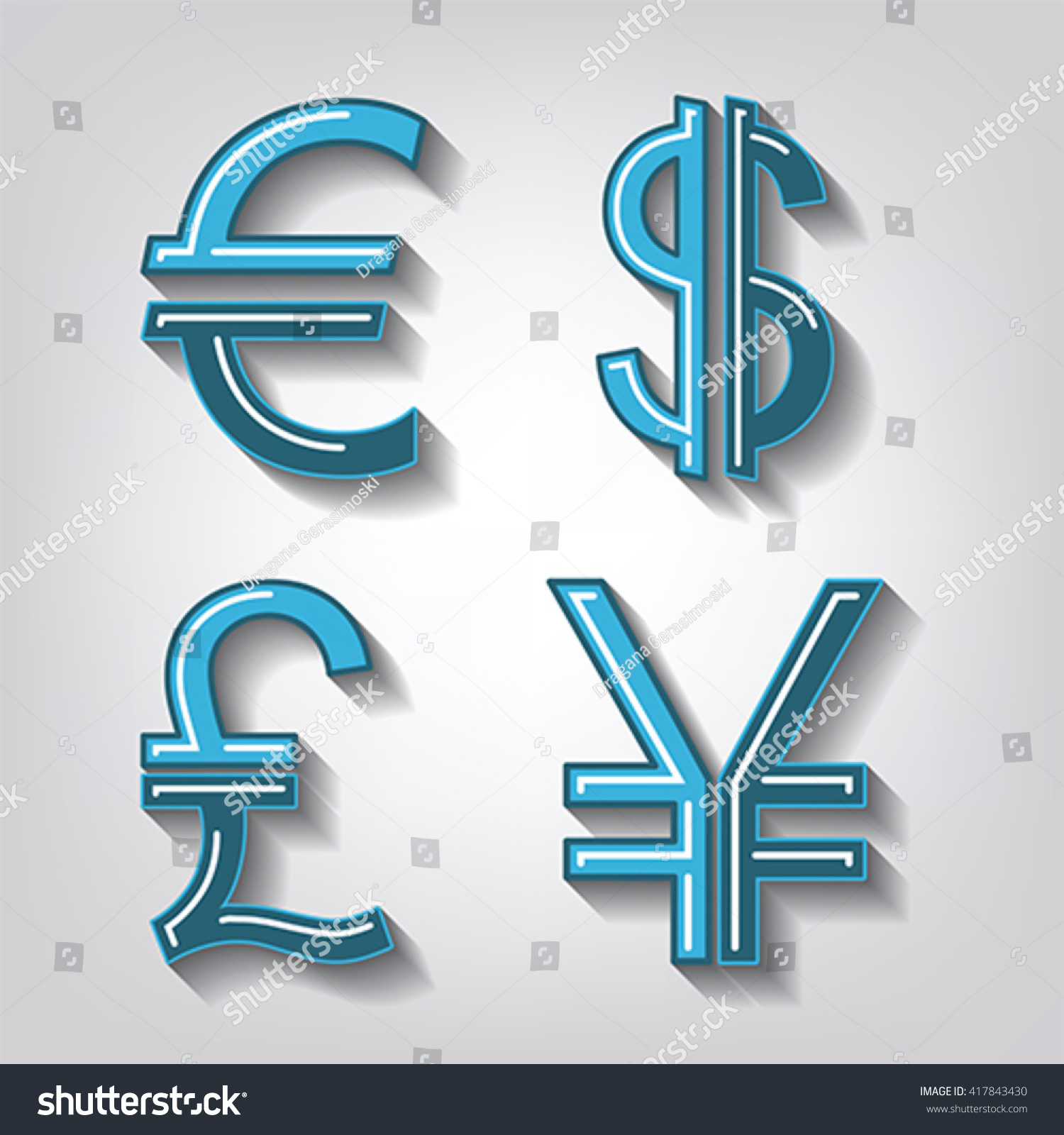 Dollar Euro Pound Yen Currency Icons Stock Vector Royalty Free - 