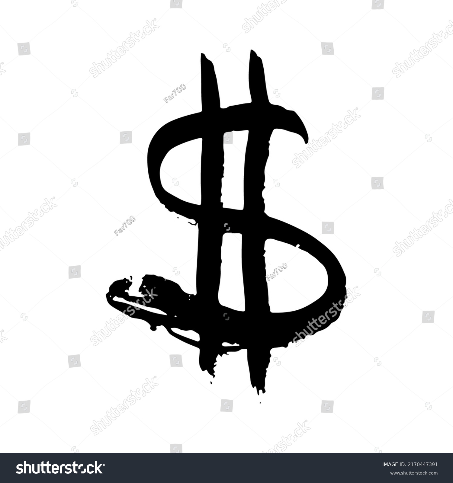 recommend clip art: Dollar sign icon. Black ink silhouette. Front side view. Vector simple flat graphic hand drawn illustration. Isolated object on a white background. Isolate.