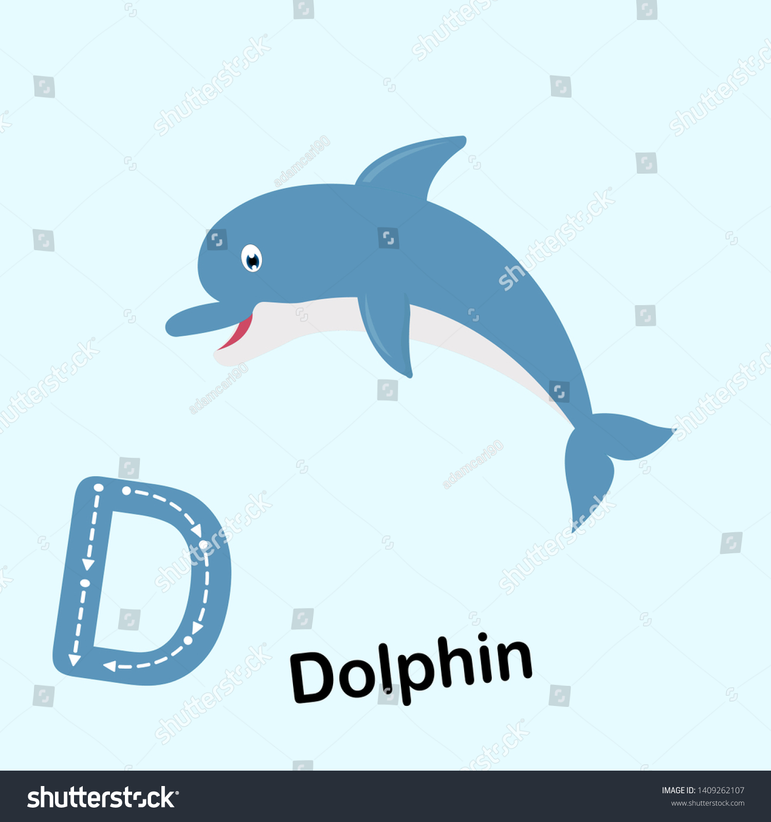 Dolphin Cute Cartoon Vector Illustration Alphabeth Stock Vector Royalty Free