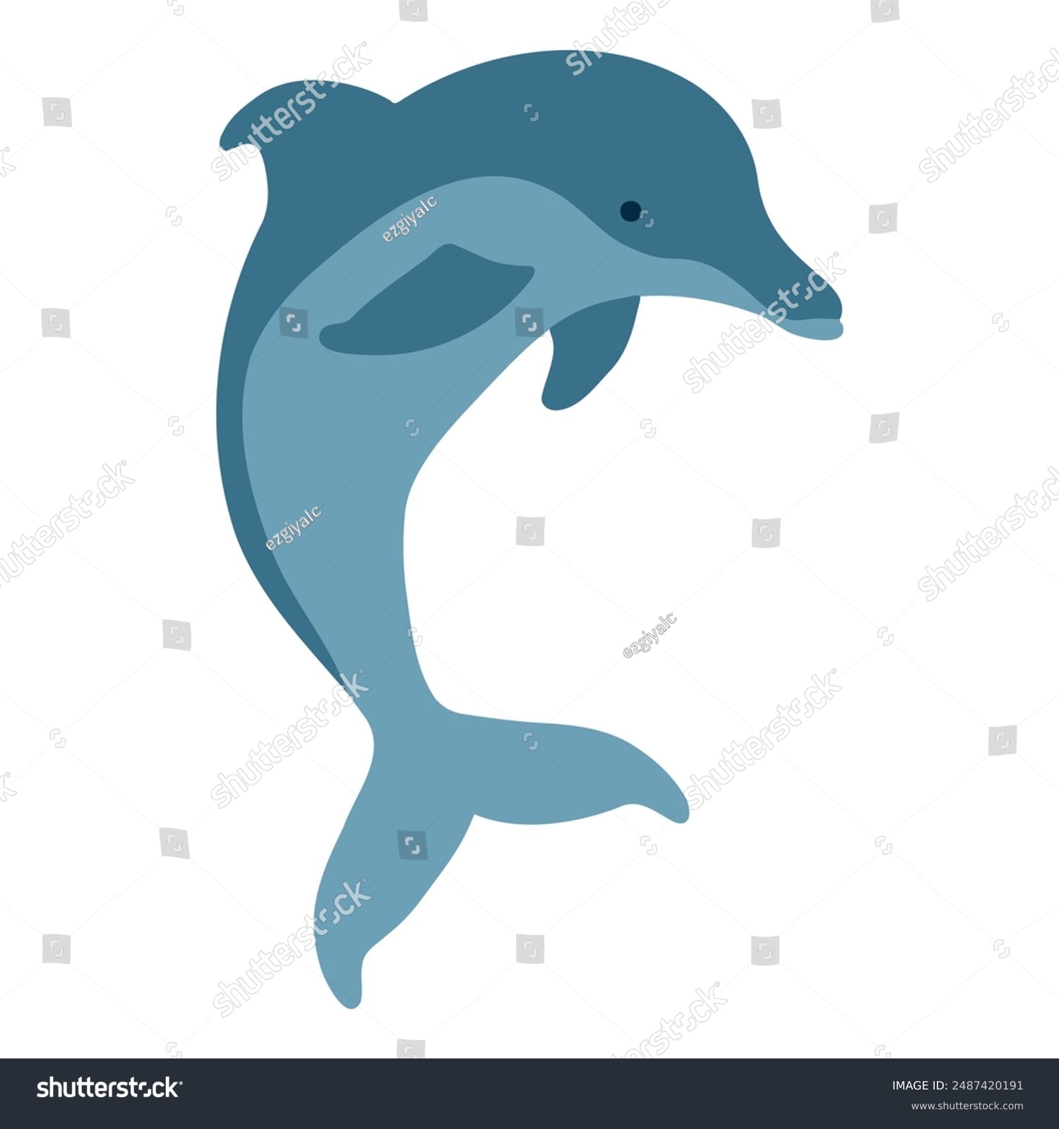 recommend clip art: Dolphin flat vector, hand-drawn, refined in AI. Cute dolphin jumping on Dolphins show. Ocean aquatic animal dolphin. Cartoon dolphin illustration isolated on white background.