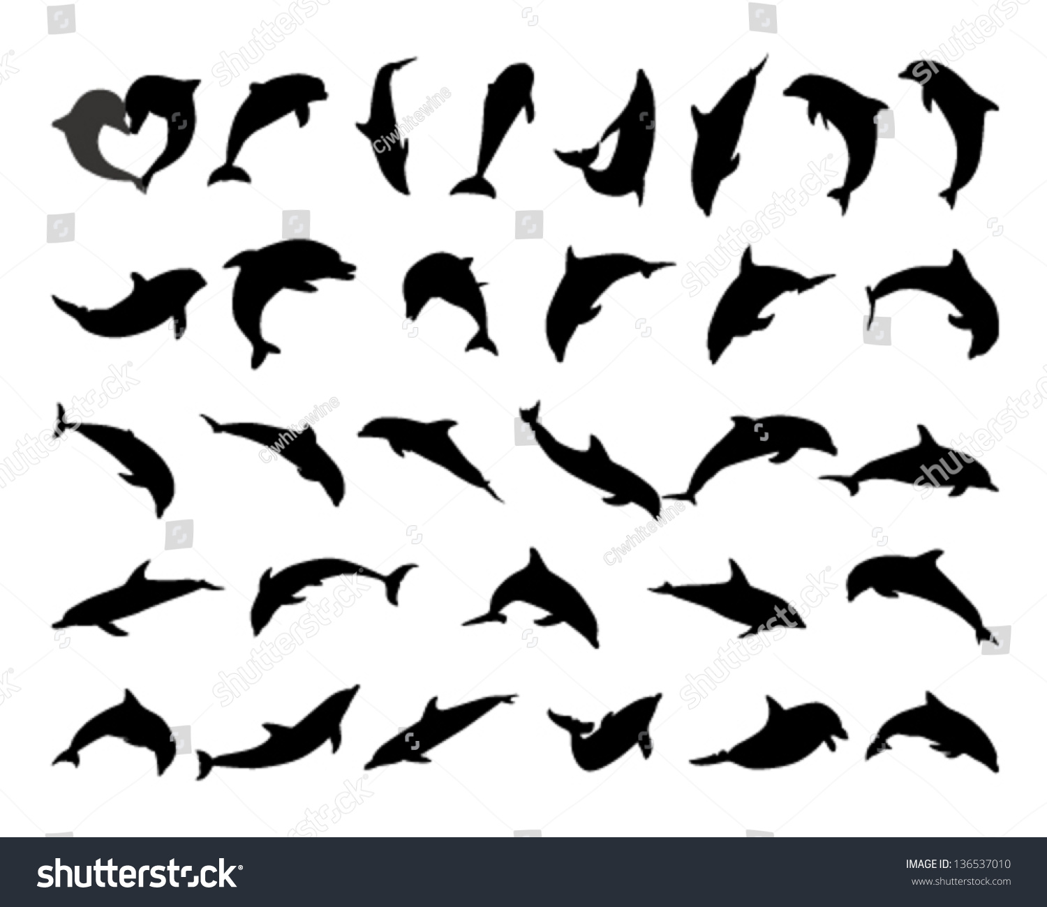 Dolphin Silhouettes Stock Vector 136537010 - Shutterstock