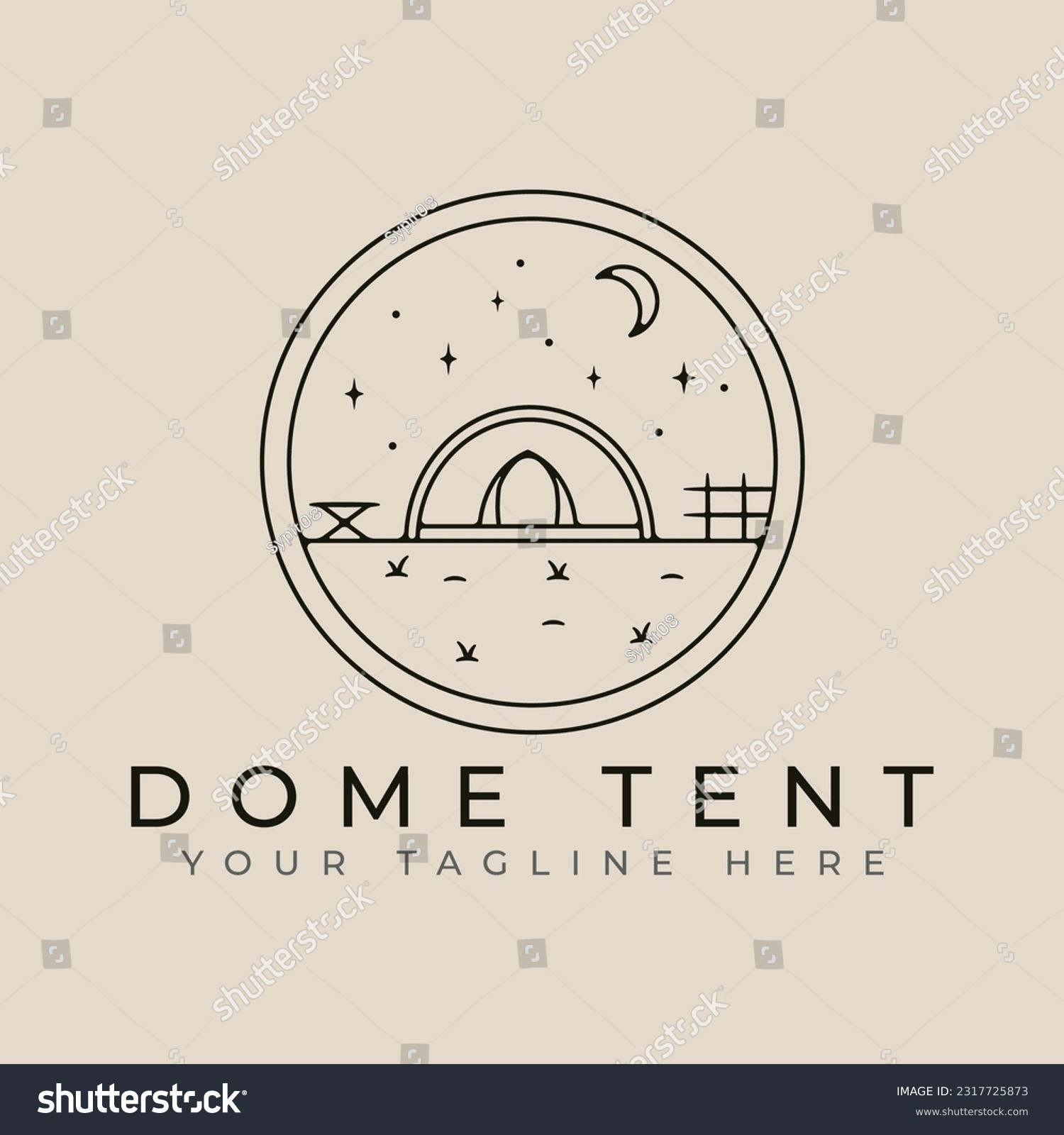 SVG of dome tent outdoor line art logo design with moon and star minimalist style logo vector illustration design svg