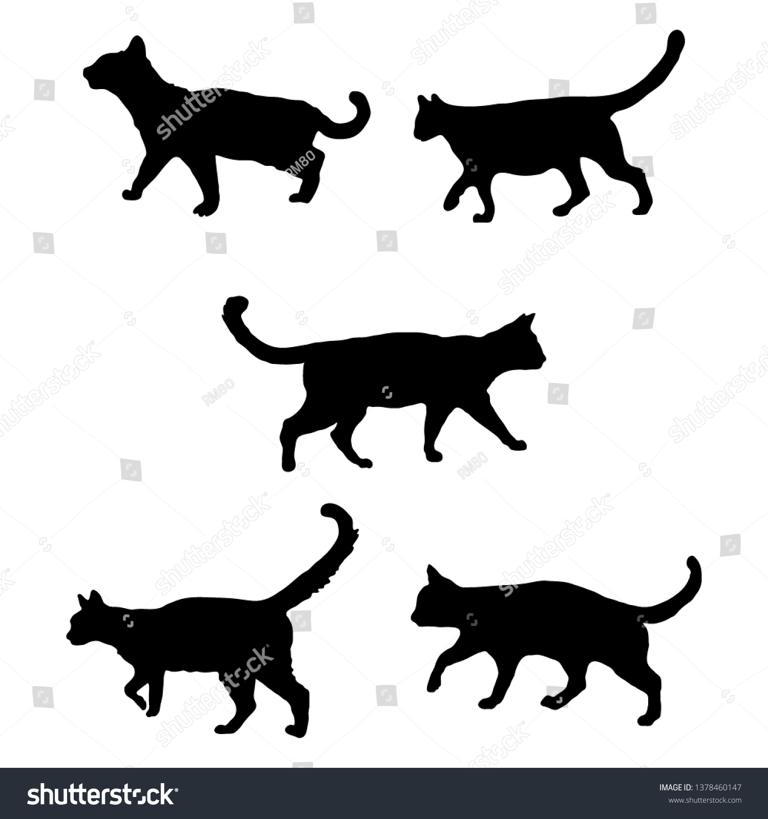 Domestic Cat Silhouette Stock Vector (Royalty Free) 1378460147 ...