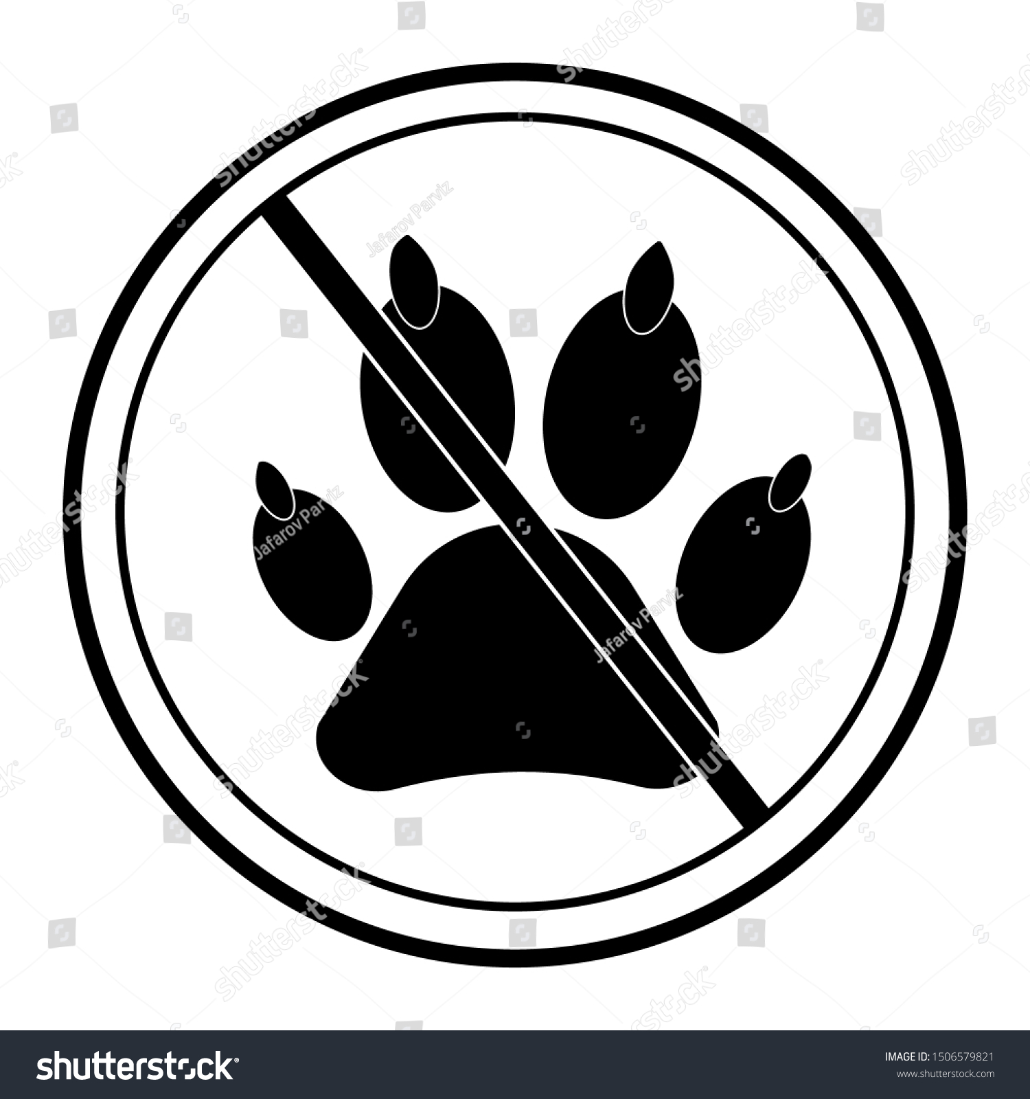 Domestic Wild Animals Not Allowed Emblem Stock Vector (Royalty Free