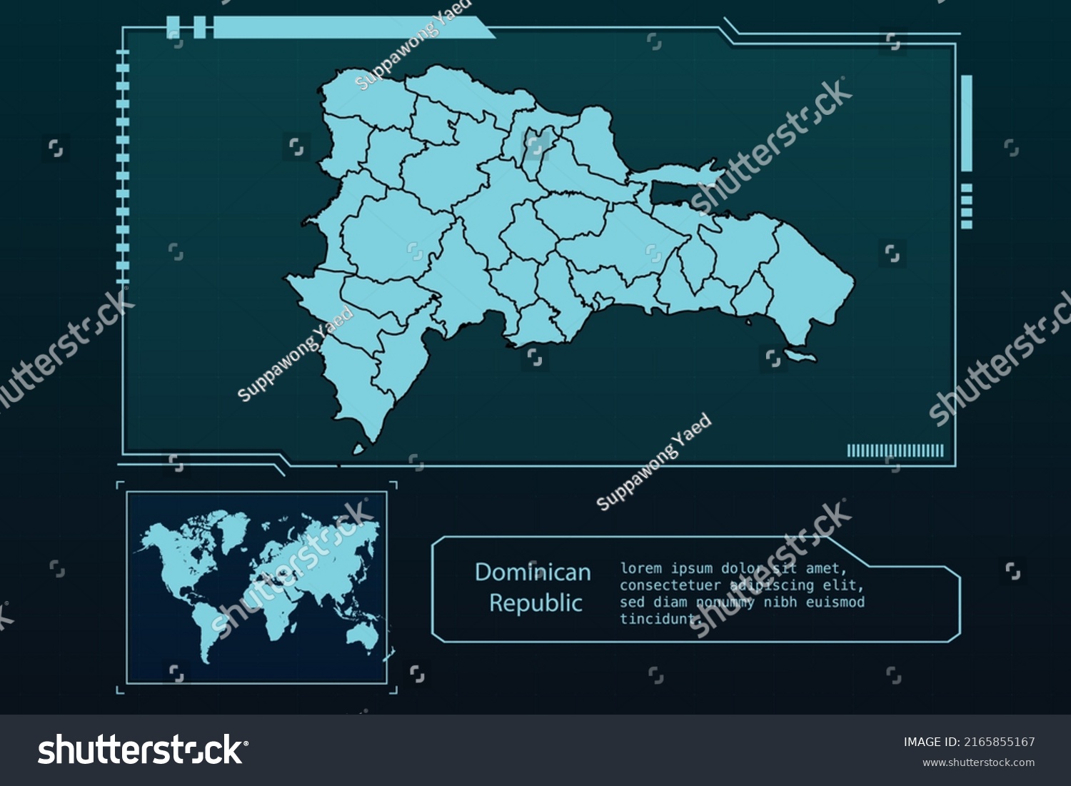 Dominican Republic Map Futuristic Infographic Map Stock Vector Royalty   Stock Vector Dominican Republic Map Futuristic Infographic Map Element Collection Background 2165855167 