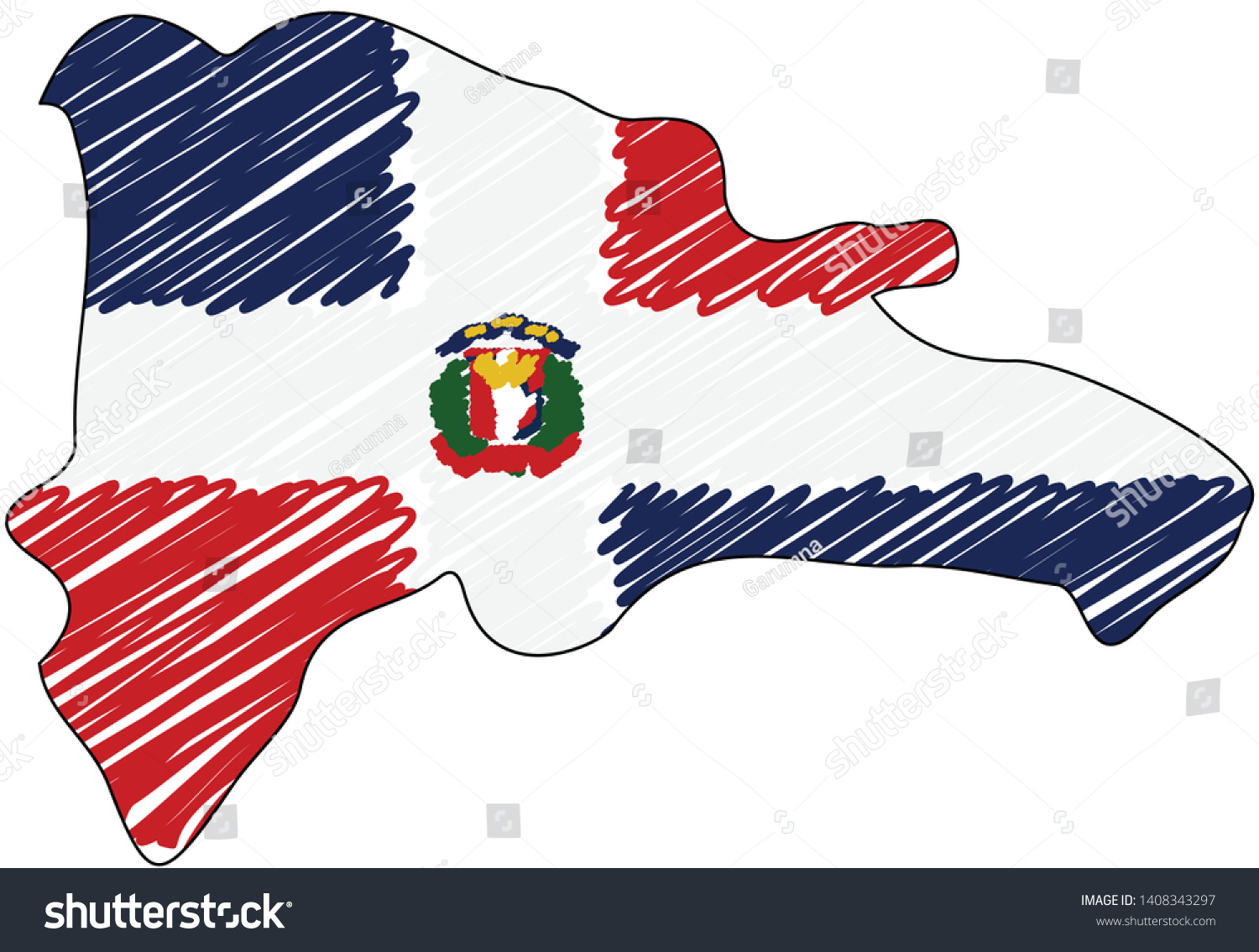 Dominican Republic Map Hand Drawn Sketch Stock Vector (Royalty Free