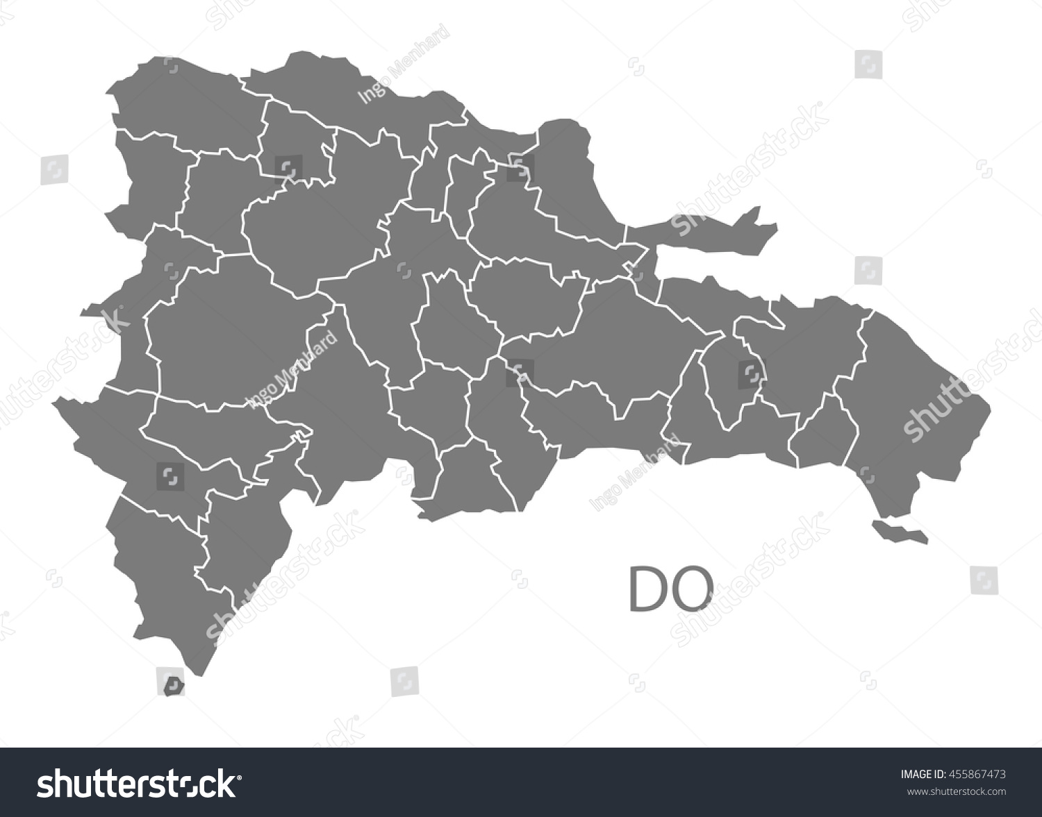 Dominican Republic Provinces Map Grey Stock Vector (Royalty Free) 455867473