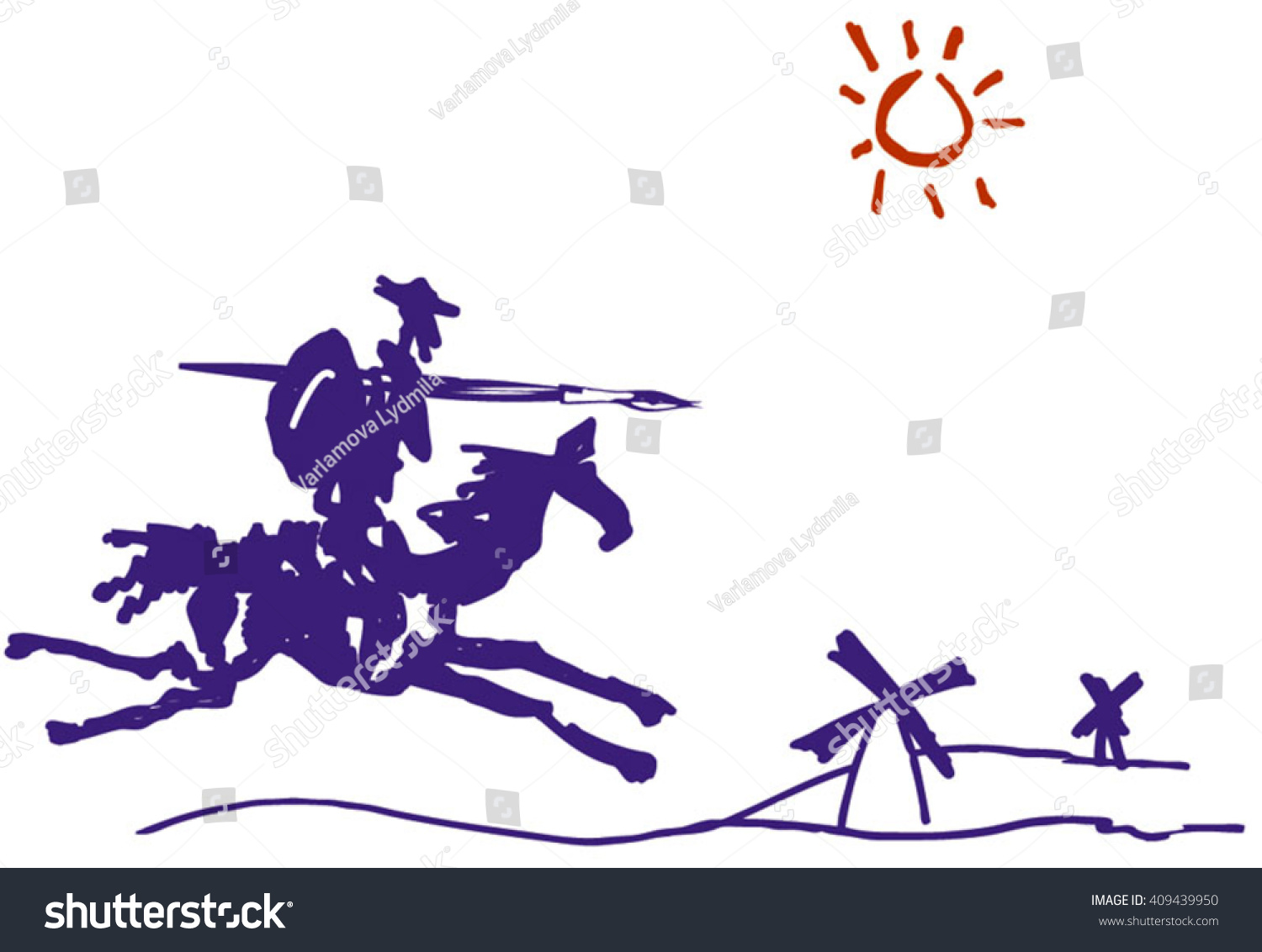 Don Quijote. Tinta De Esbozo. Don: Vector De Stock (libre De Regalías ...