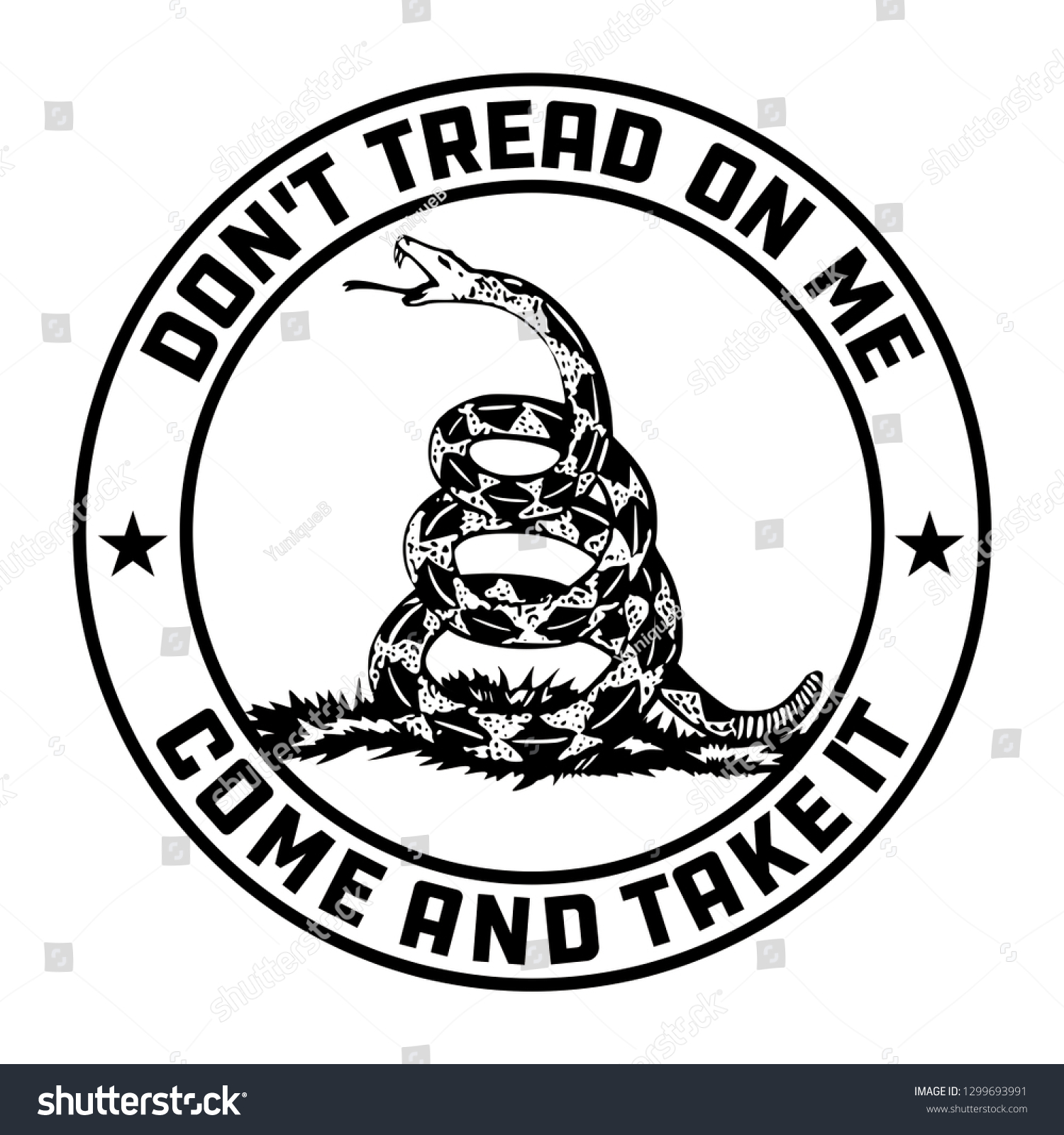 SVG of Don't Tread on Me Gadsden Flag emblem in black and white  svg