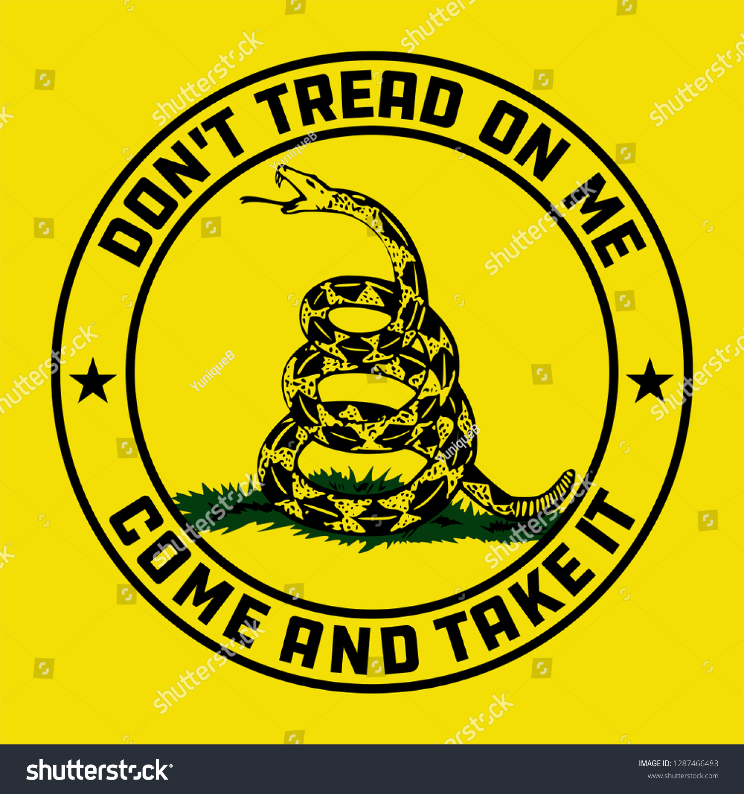 SVG of Don't Tread on Me Gadsden Flag emblem on yellow background svg