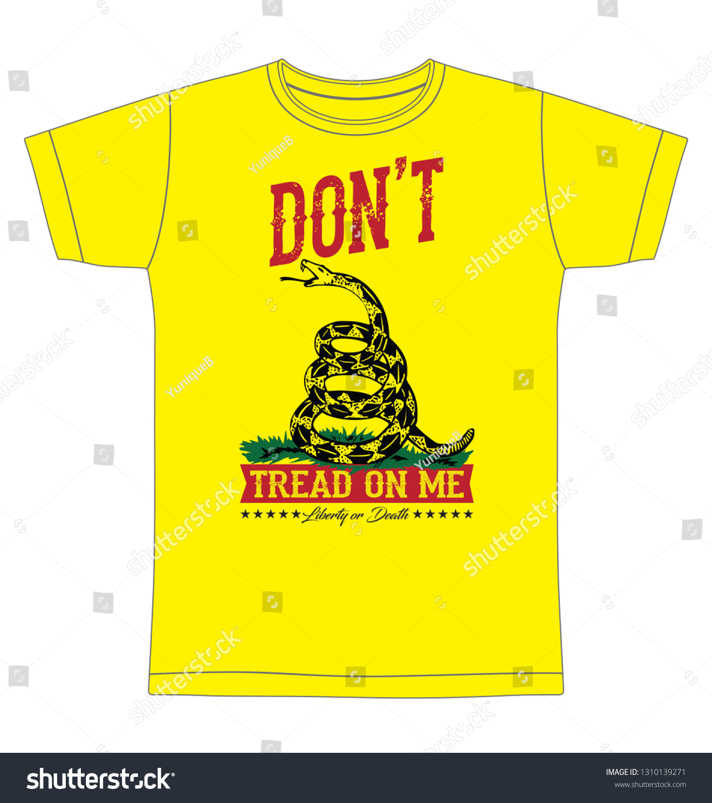 SVG of Don't Tread on Me T-shirt Graphic in Yellow T-shirt Template svg
