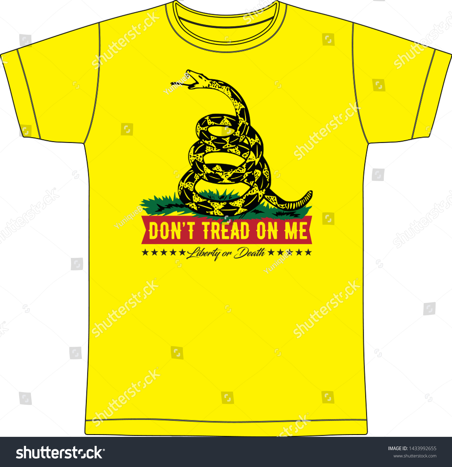 SVG of Don't Tread on Me T-shirt Graphic in Yellow T-shirt Template svg