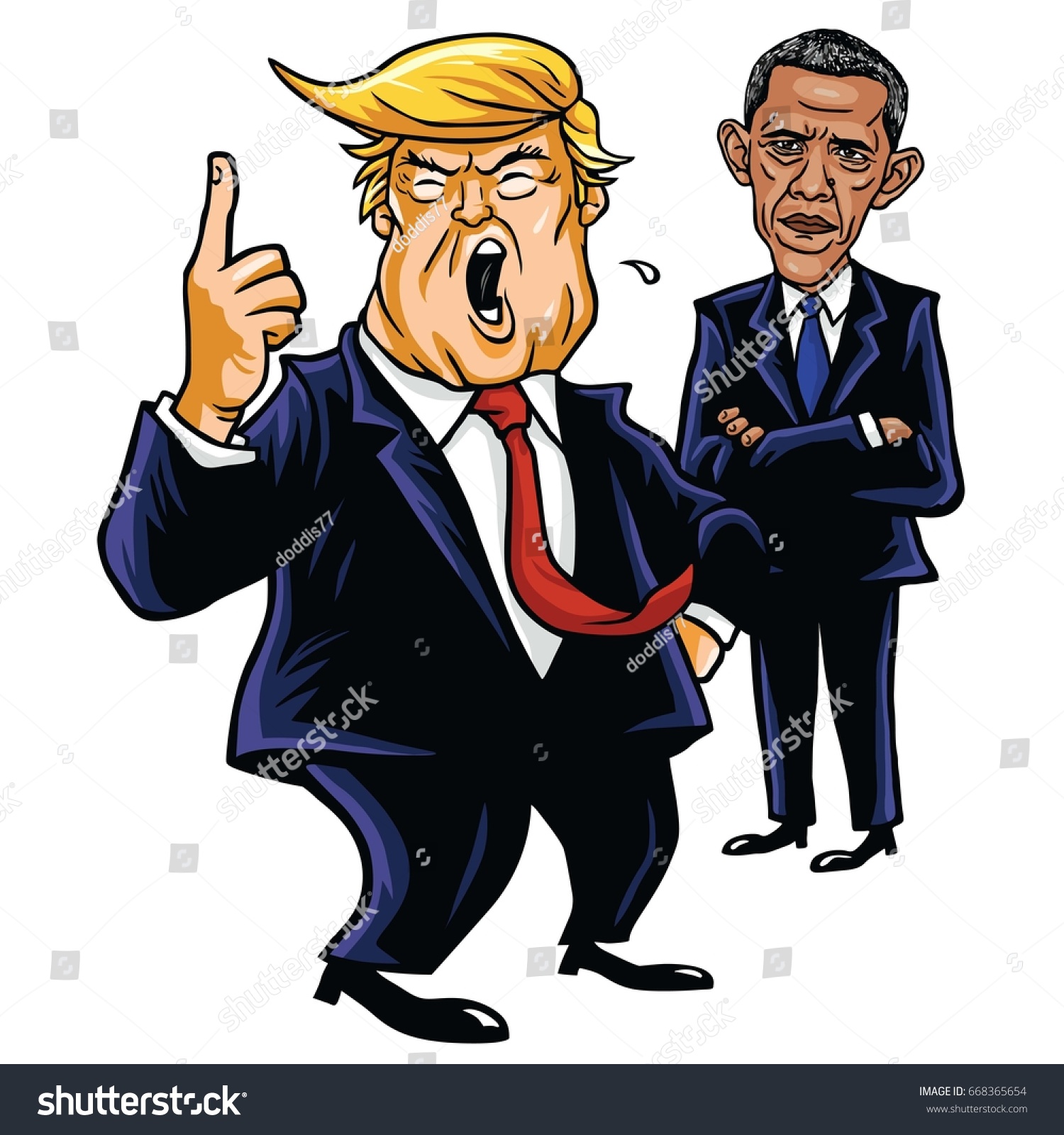 Donald Trump Barack Obama Cartoon Caricature のベクター画像素材 ロイヤリティフリー