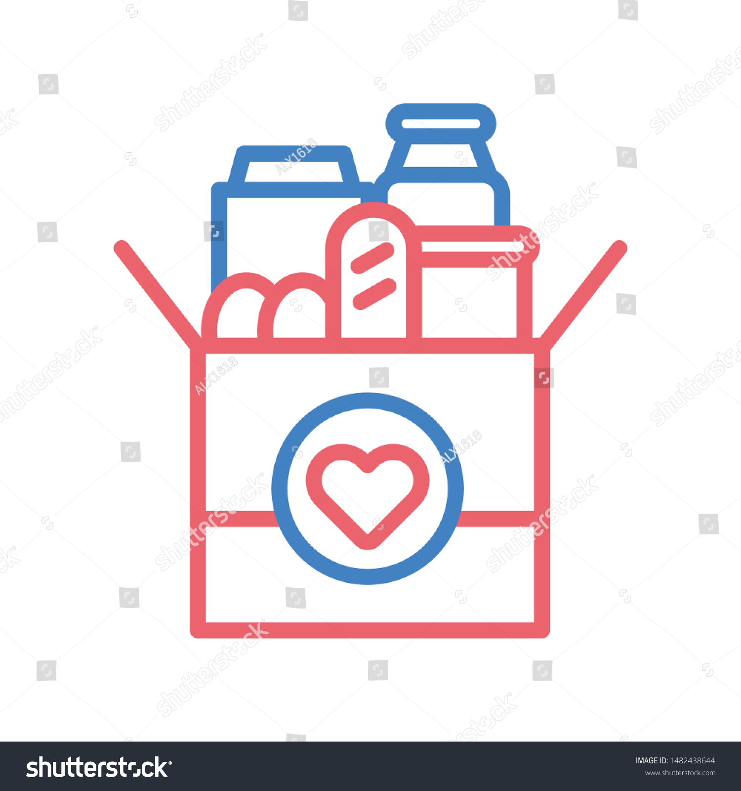 SVG of Donation box of food line color icon. Food Bank simple concept. Charity illustration. Sign for web page, mobile app, banner. Button UI/UX user interface. Vector isolated object. Editable stroke. svg