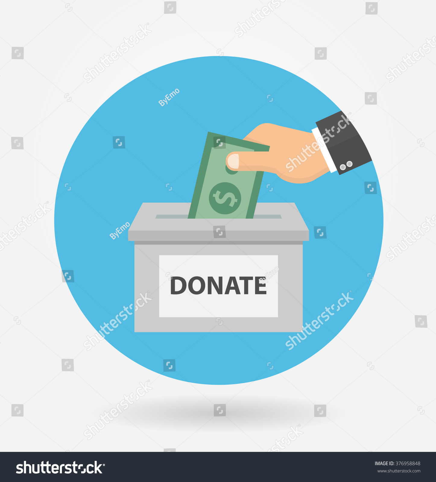 Donation Concept Icon In Circle Shape. Hand Putting Money Bill In To ...