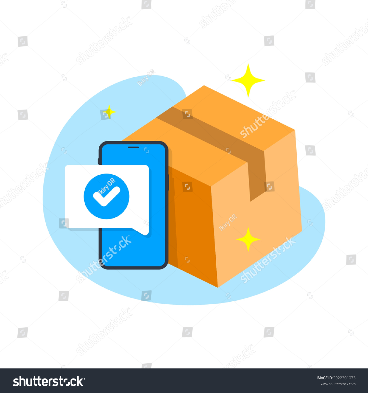 SVG of done, process completed, order package has arrived with smartphone notification concept illustration flat design vector eps10. modern graphic element for landing page, empty state ui, infographic svg