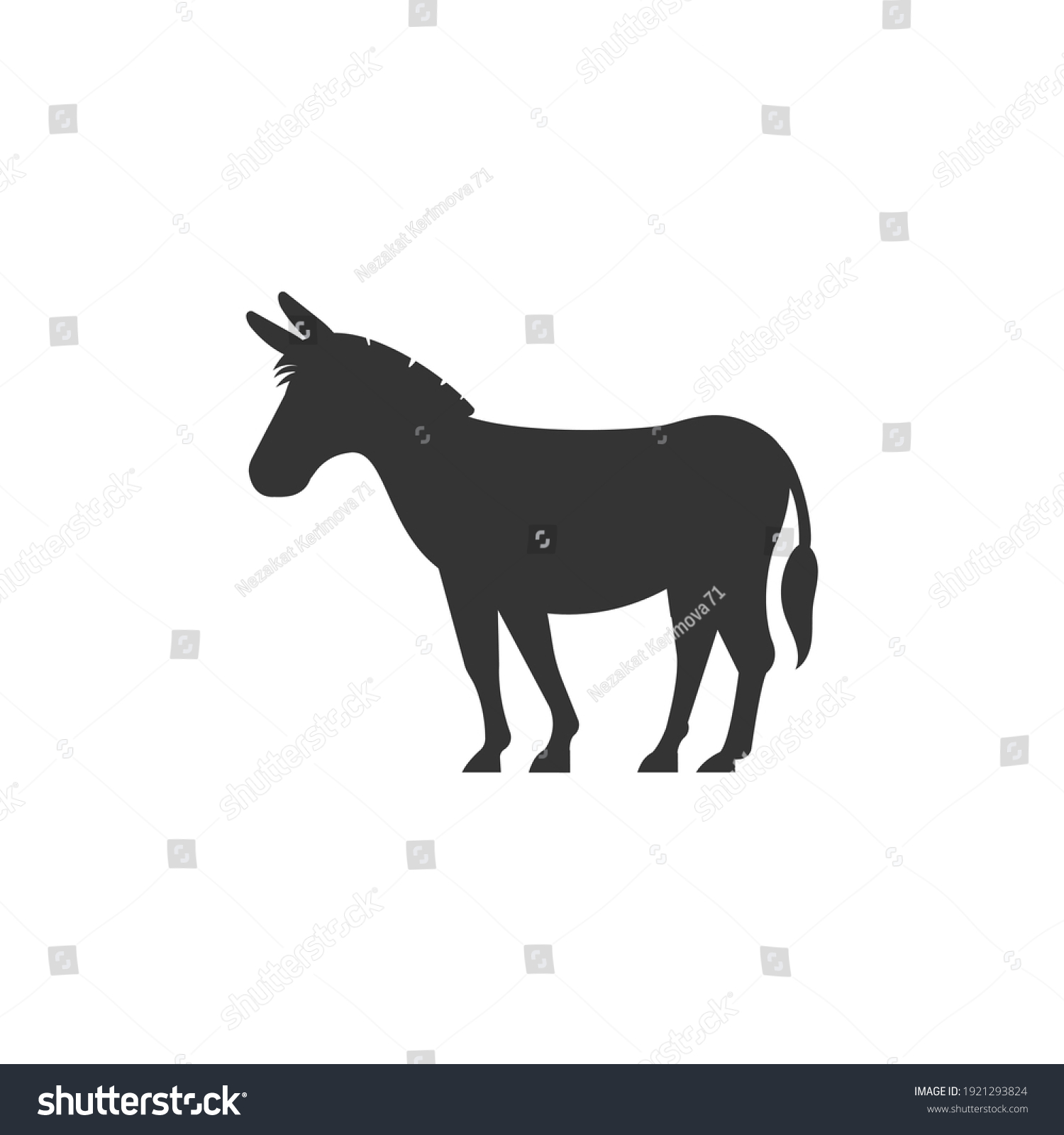 Donkey Black Silhouette Vector On White Stock Vector (Royalty Free ...