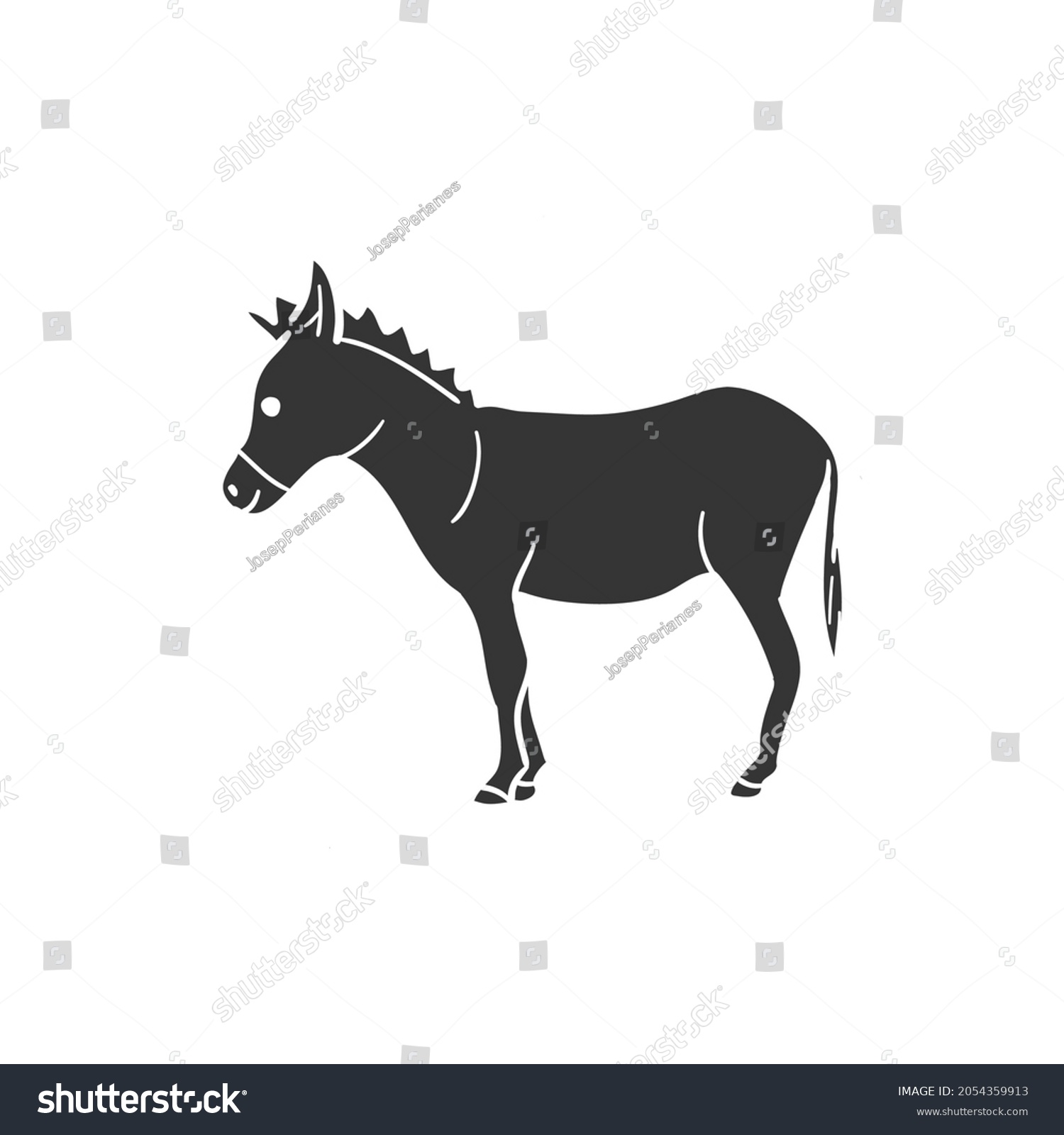 Donkey Icon Silhouette Illustration Farm Animal Stock Vector (Royalty ...