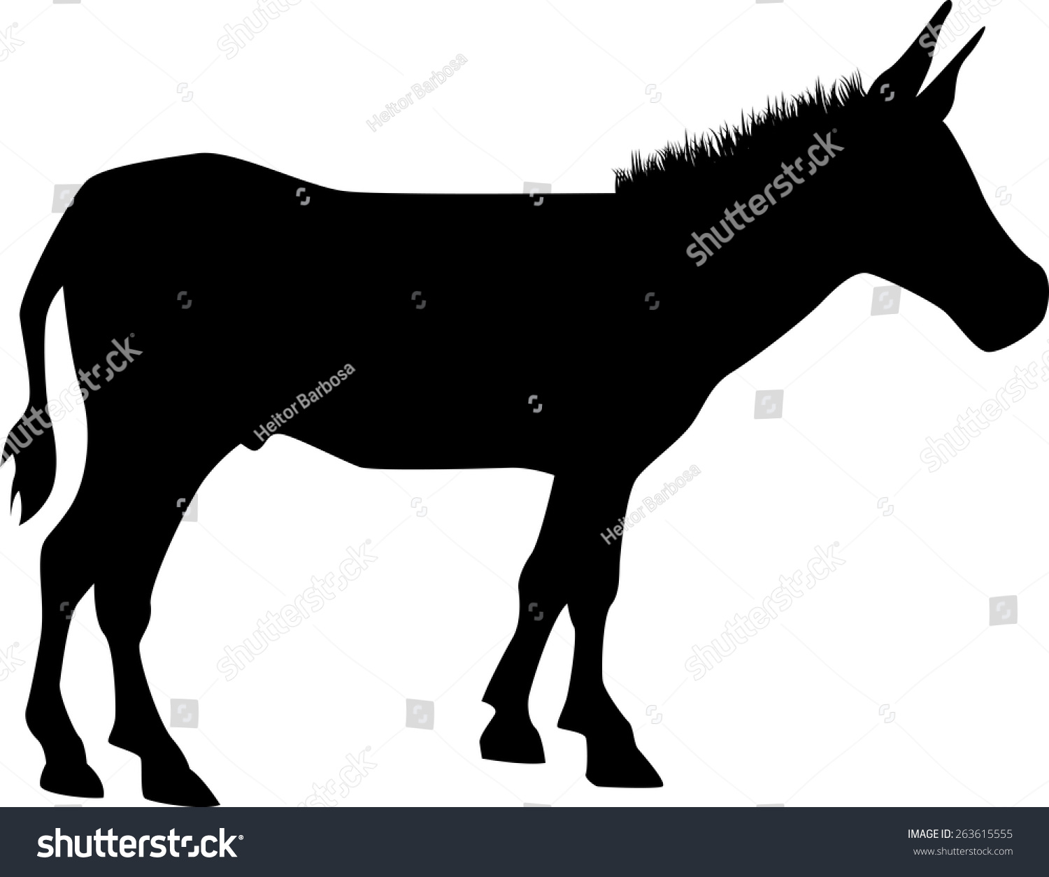 Donkey Silhouette Stock Vector Illustration 263615555 : Shutterstock