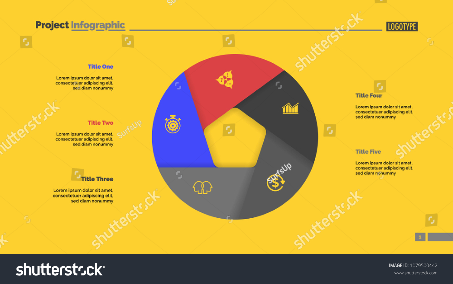 Donut Chart Five Sections Infochart Swot Stock Vector (Royalty Free ...