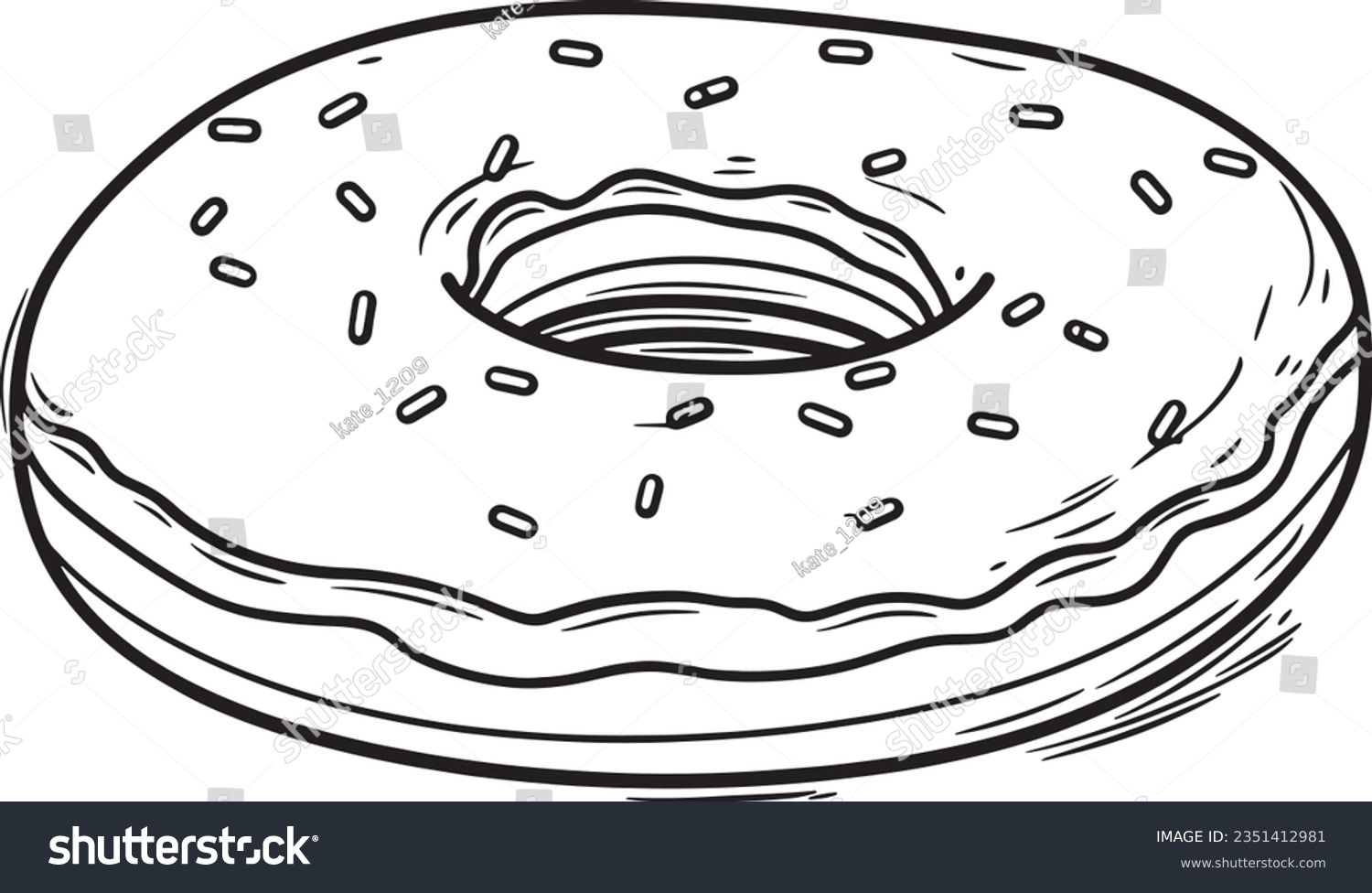 SVG of Donut engraving style, Basic simple Minimalist vector SVG logo graphic, isolated on white background, children's coloring page, outline art, thick crisp lines, black and white svg
