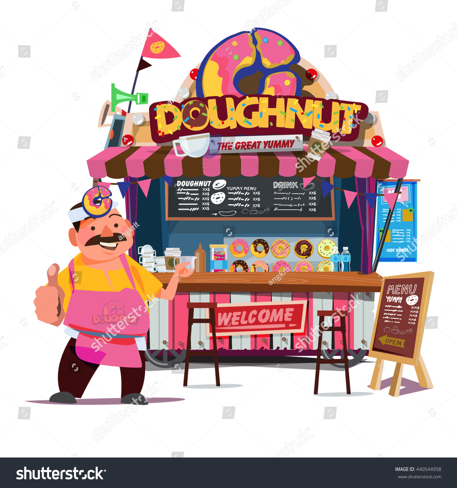 Donut Food Truck Street Food Truck 스톡 벡터 440544958 ...
