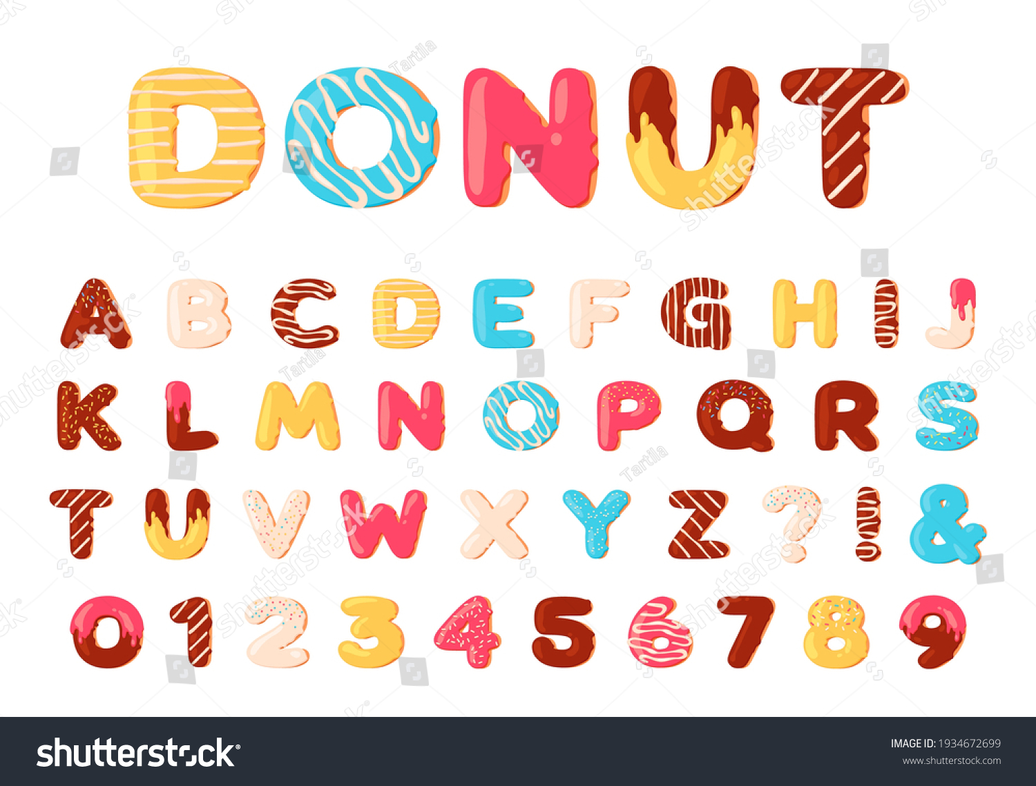 Donuts Alphabet Sweet Doughnut Font Letters Stock Vector (Royalty Free ...