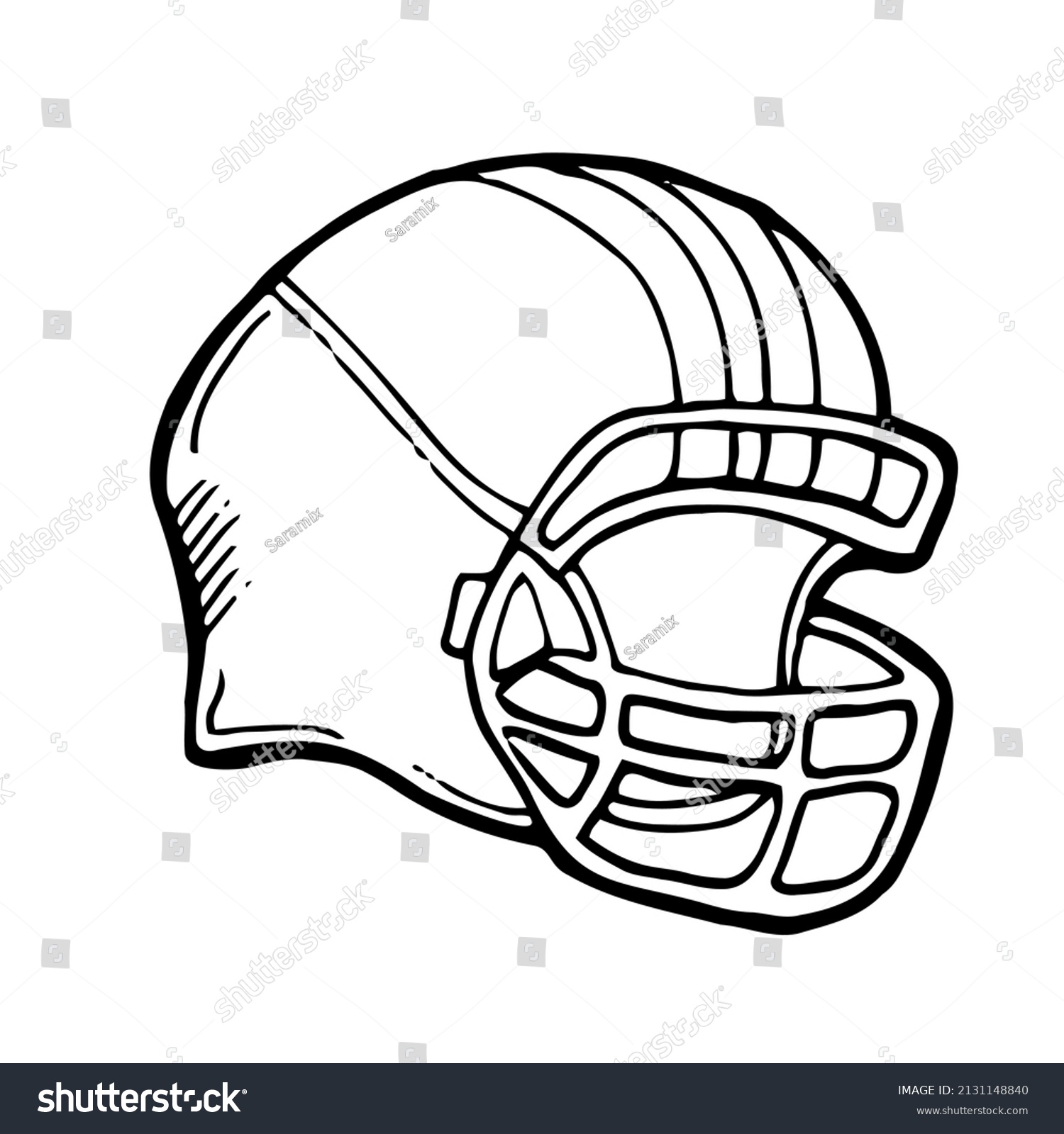 Doodle American Football Helmet Icon Vector Stock Vector (Royalty Free ...