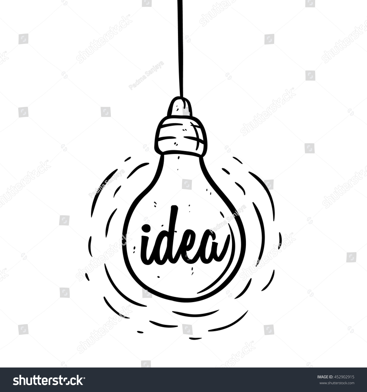 Doodle Art Hanging Light Bulb Idea Stock Vector Royalty Free