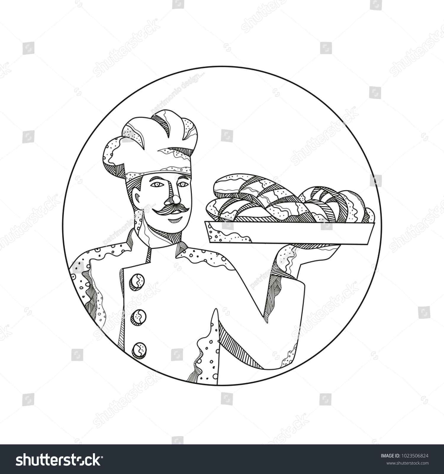 Doodle Art Illustration Baker Pastry Chef Stock Vector Royalty Free