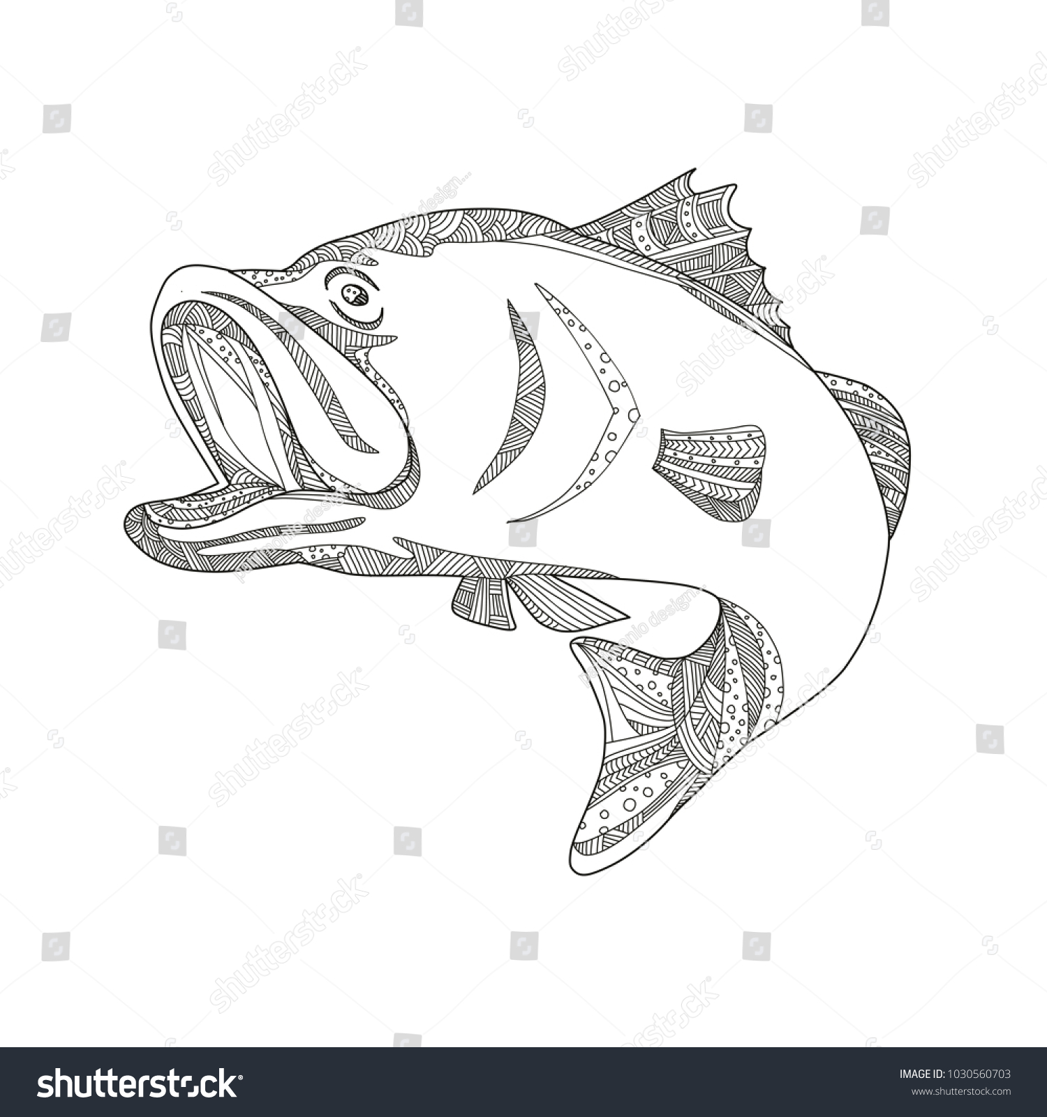 Doodle Art Illustration Barramundi Asian Sea Stock Vector (Royalty Free ...