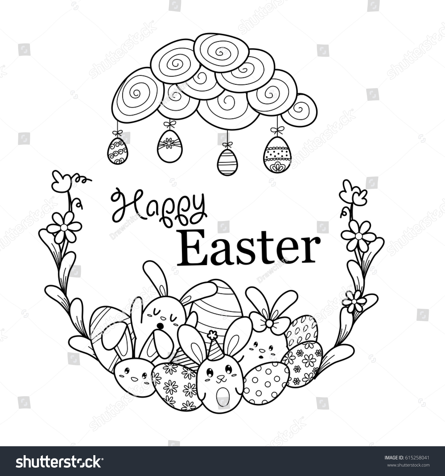 Doodle Art Easter Theme Vector Illustration Stock Vector Royalty