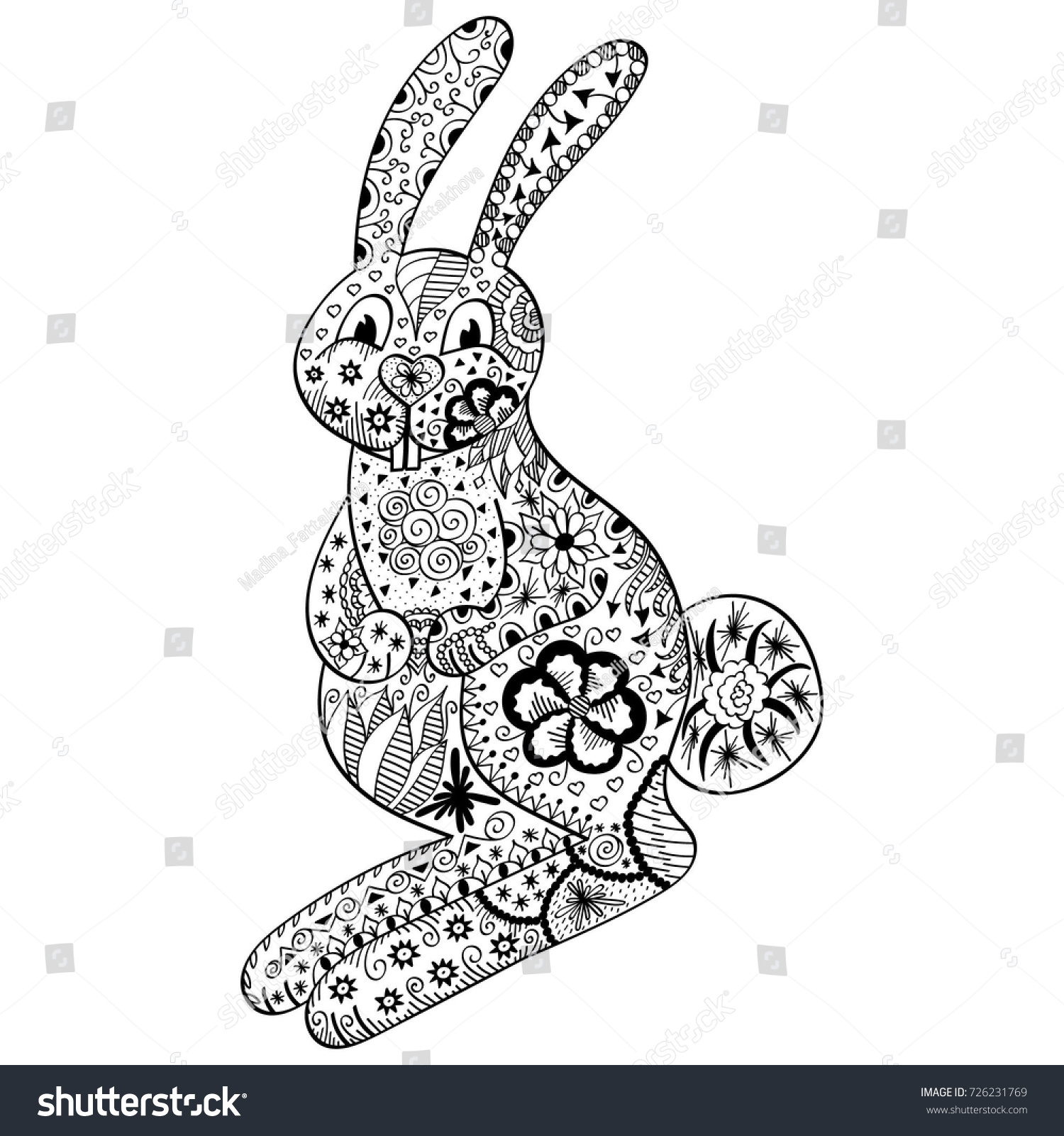 Doodle Art Funny Rabbit Long Ears Stock Vector Royalty Free